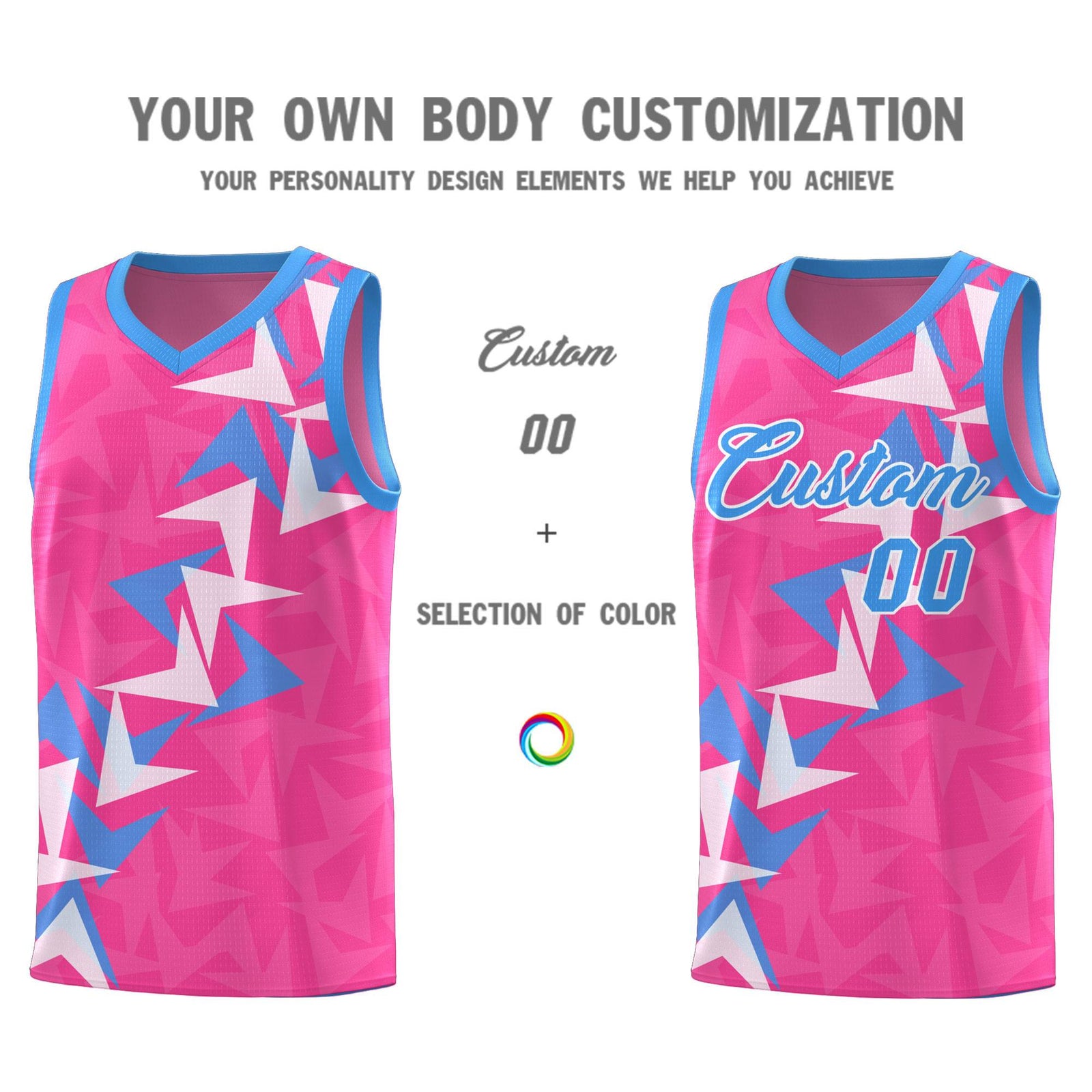 Custom Pink Boomerang Pattern Sets Basketball Jersey