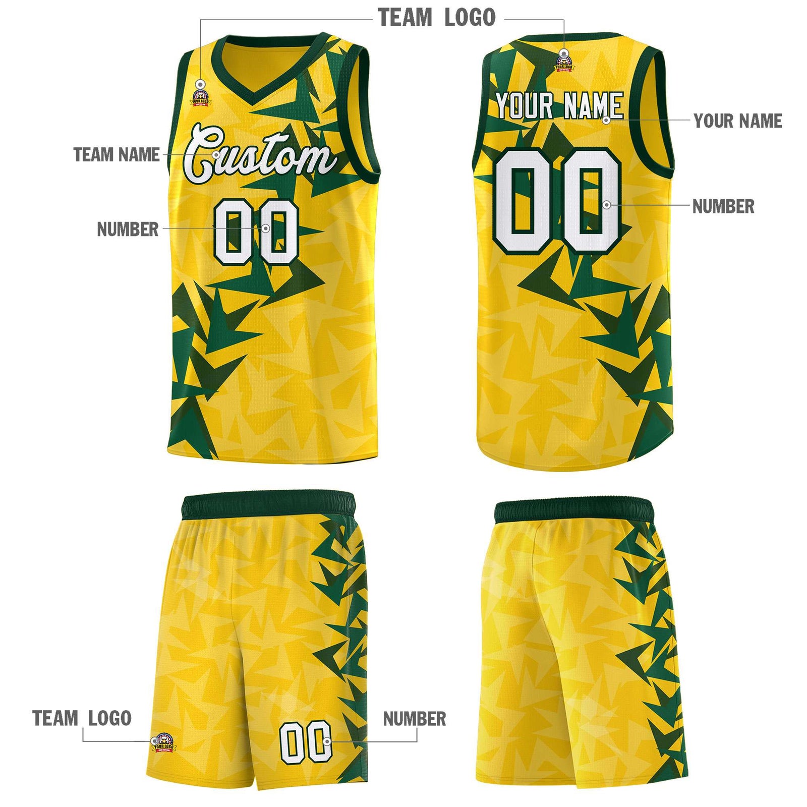 Custom Gold Boomerang Pattern Sets Basketball Jersey