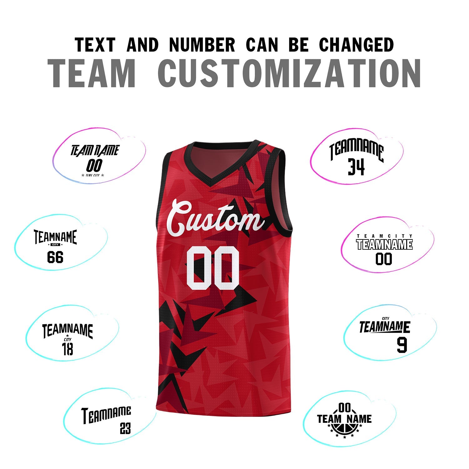 Custom Red Boomerang Pattern Sets Basketball Jersey
