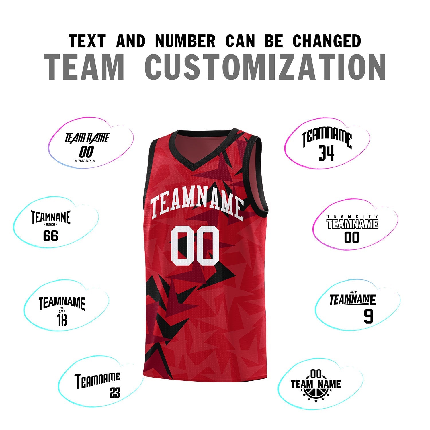 Custom Red Boomerang Pattern Sets Basketball Jersey