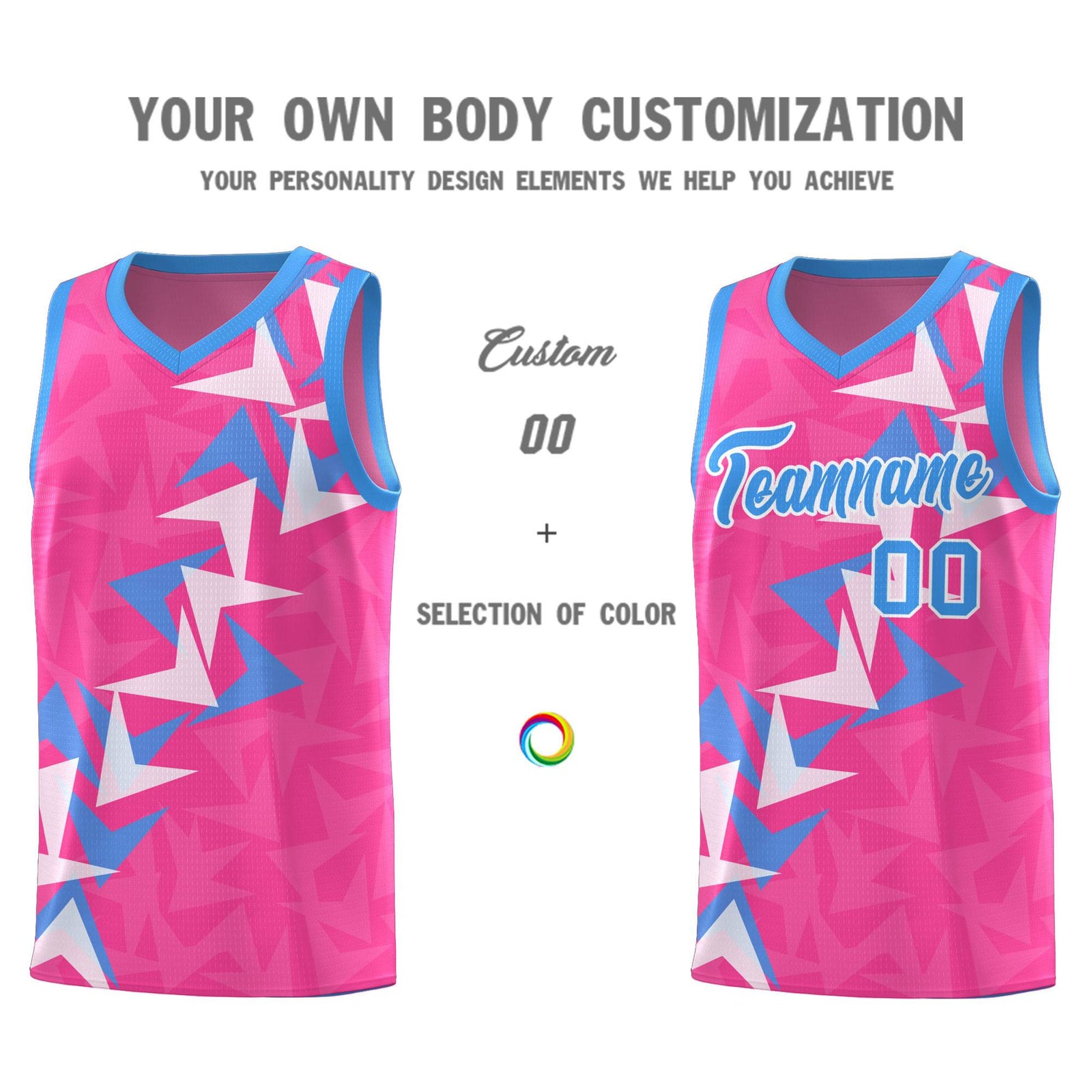 Custom Pink Boomerang Pattern Sets Basketball Jersey