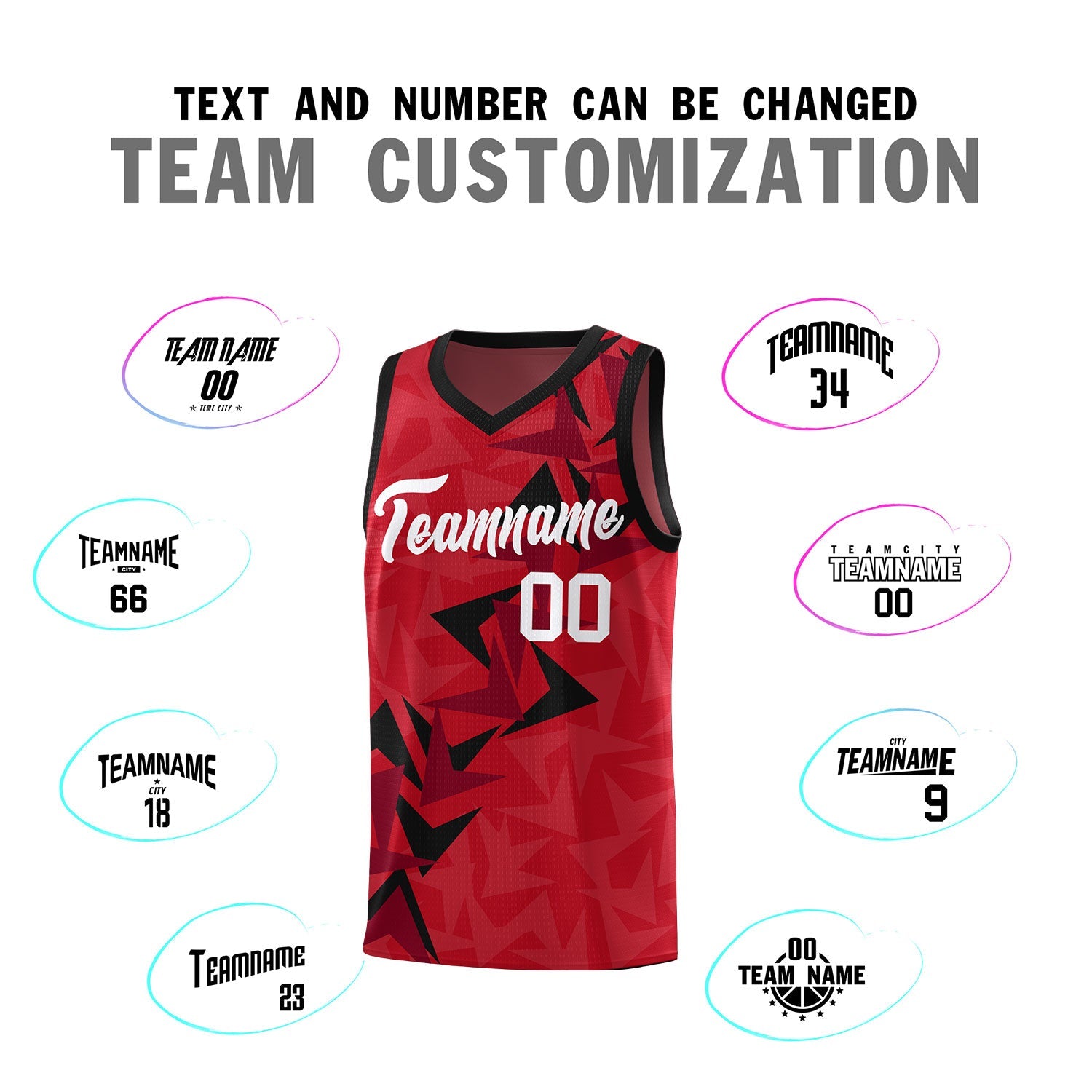 Custom Red Boomerang Pattern Sets Basketball Jersey
