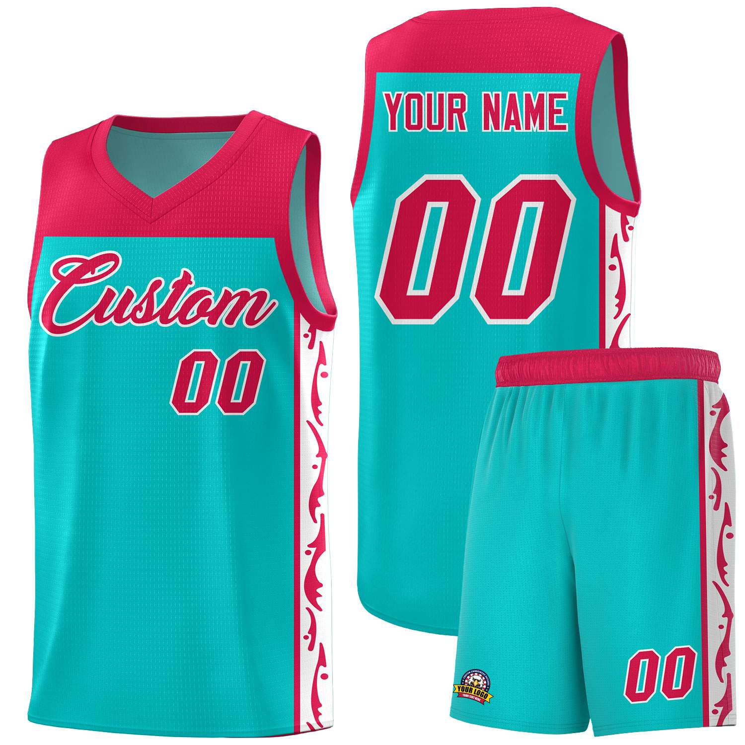 Custom Bright Green Side Pattern Sports Uniform Basketball Jersey