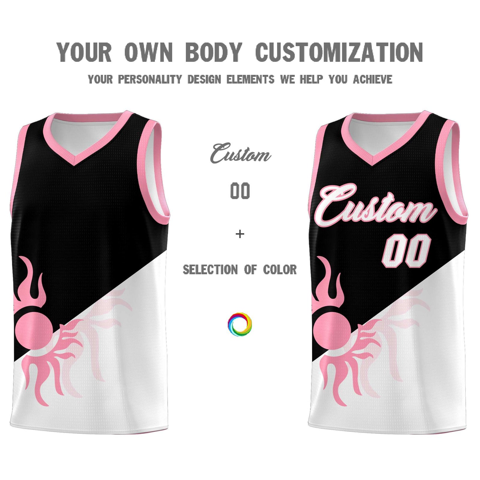 Custom Youth Basketball Jerseys - Black White Sunburst Design Two Tone Uniforms
