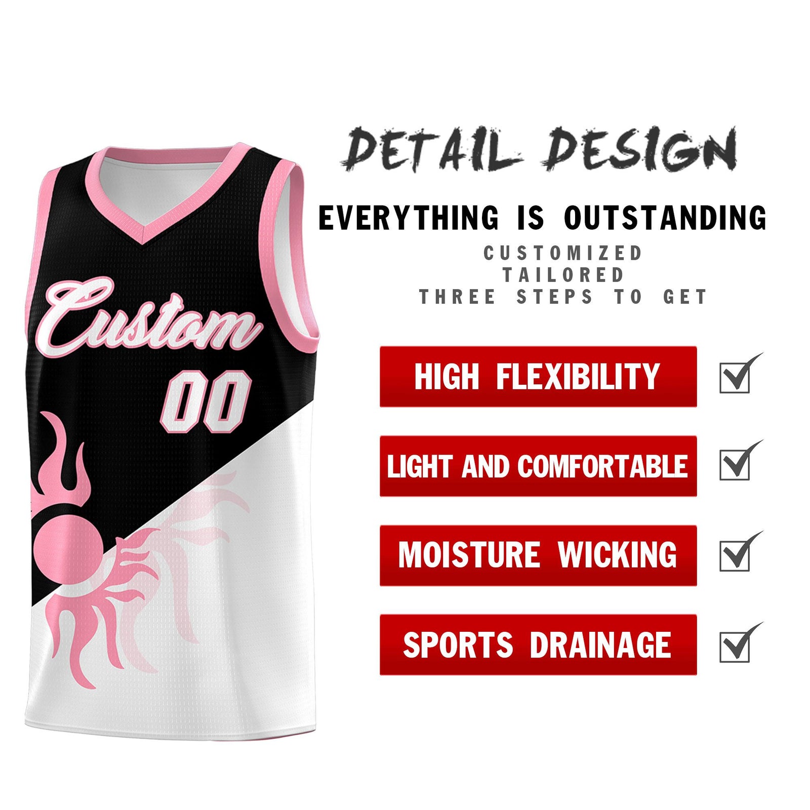 Custom Youth Basketball Jerseys - Black White Sunburst Design Two Tone Uniforms