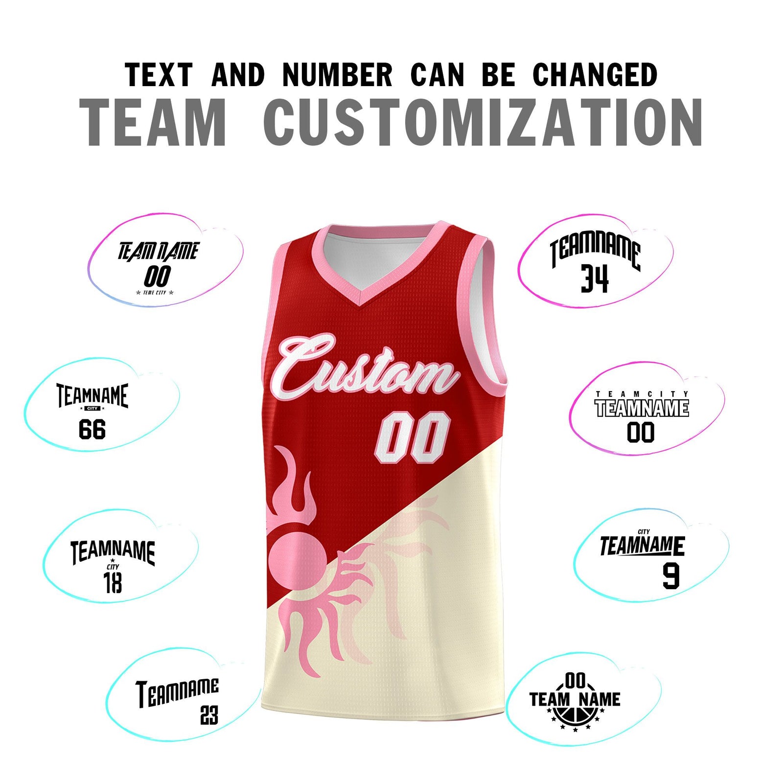 Custom Youth Basketball Jerseys - Red Light Khaki Radiant Sun Design Two Tone Uniforms