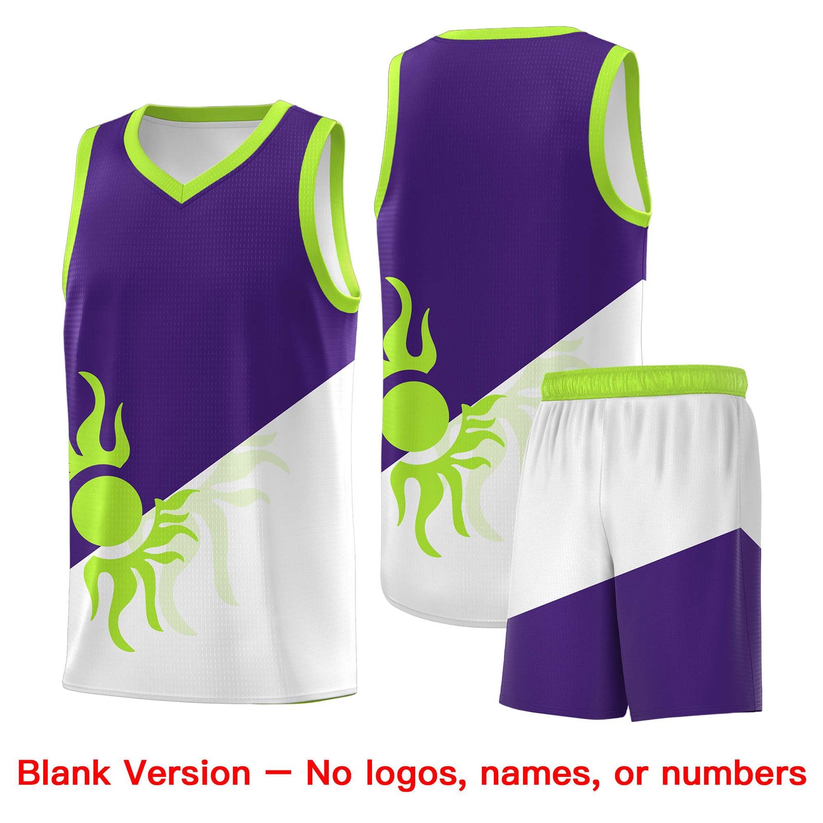 Custom Youth Basketball Jerseys - Purple White Radiant Sun Design Two Tone Uniforms