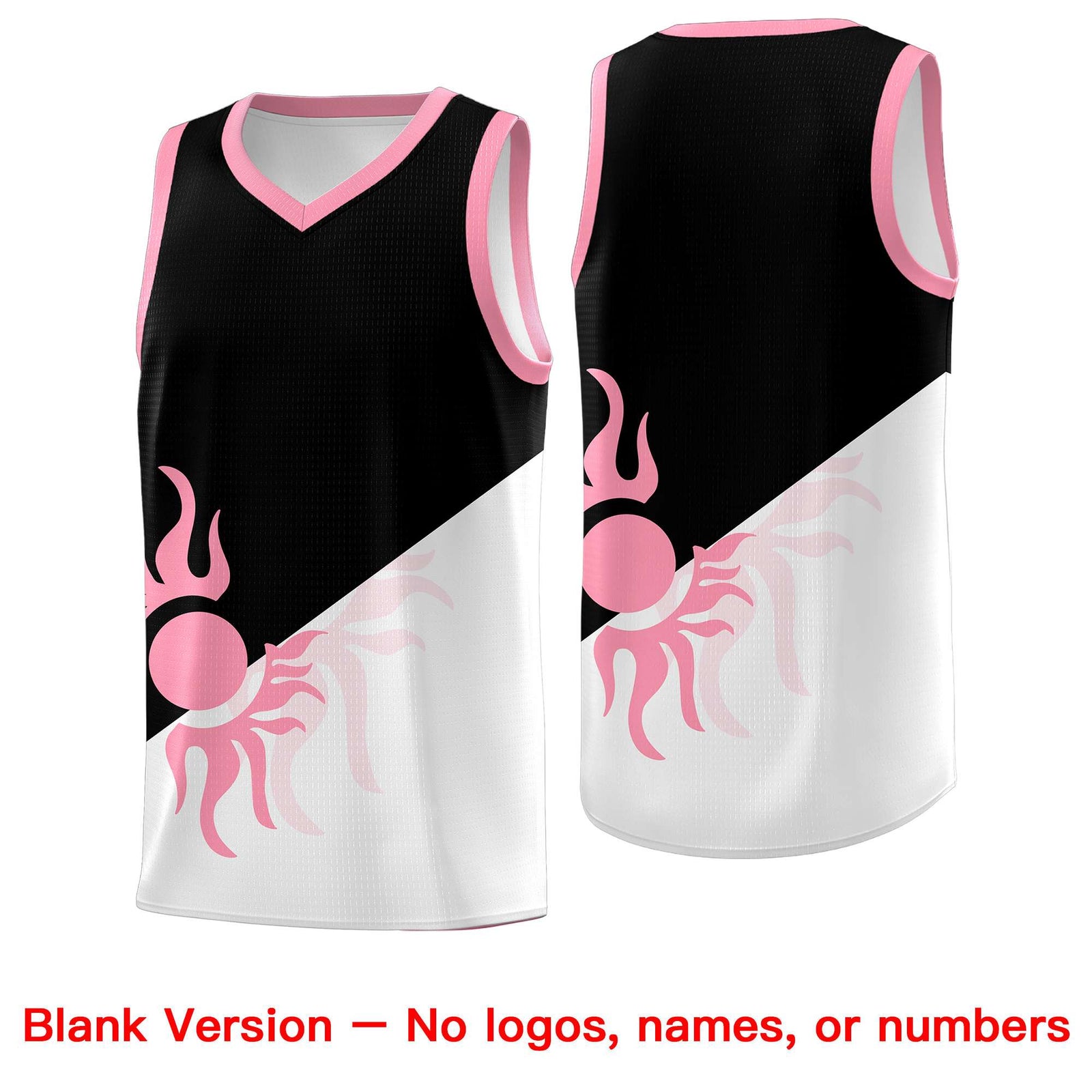 Custom Youth Basketball Jerseys - Black White Sunburst Design Two Tone Uniforms