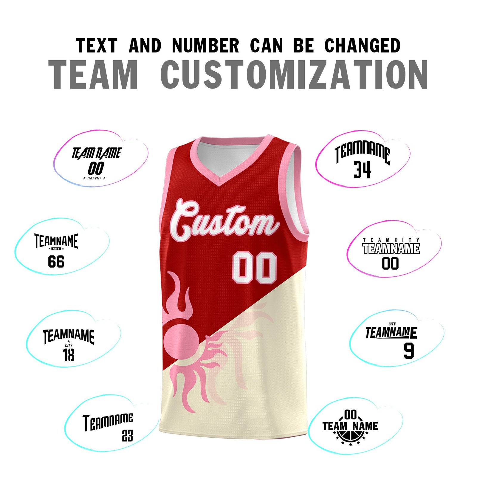 Custom Youth Basketball Jerseys - Red Light Khaki Radiant Sun Design Two Tone Uniforms