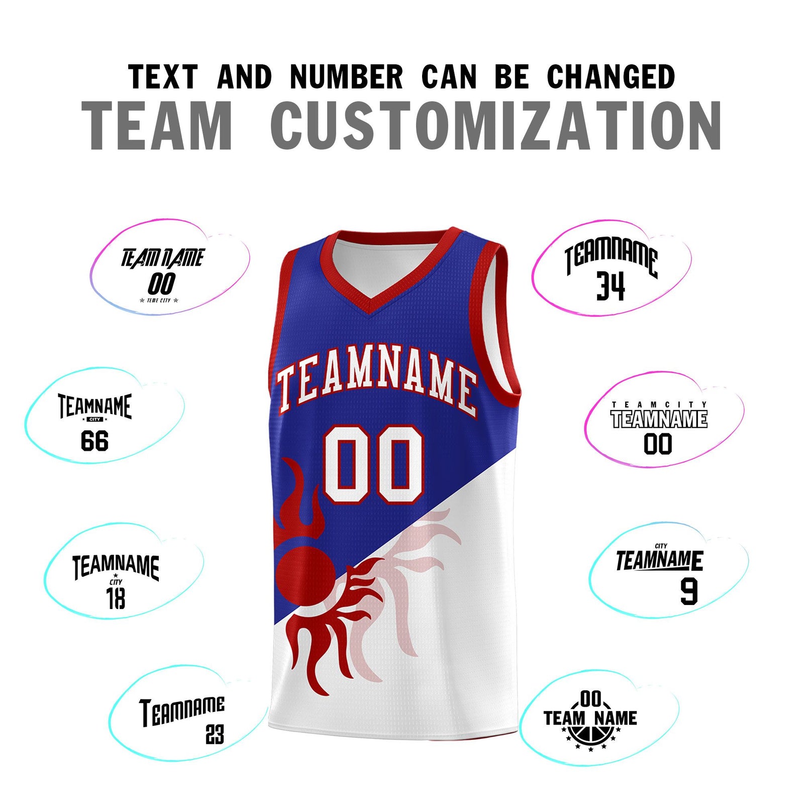 Custom Youth Basketball Jerseys - Royal White Radiant Sun Design Two Tone Uniforms