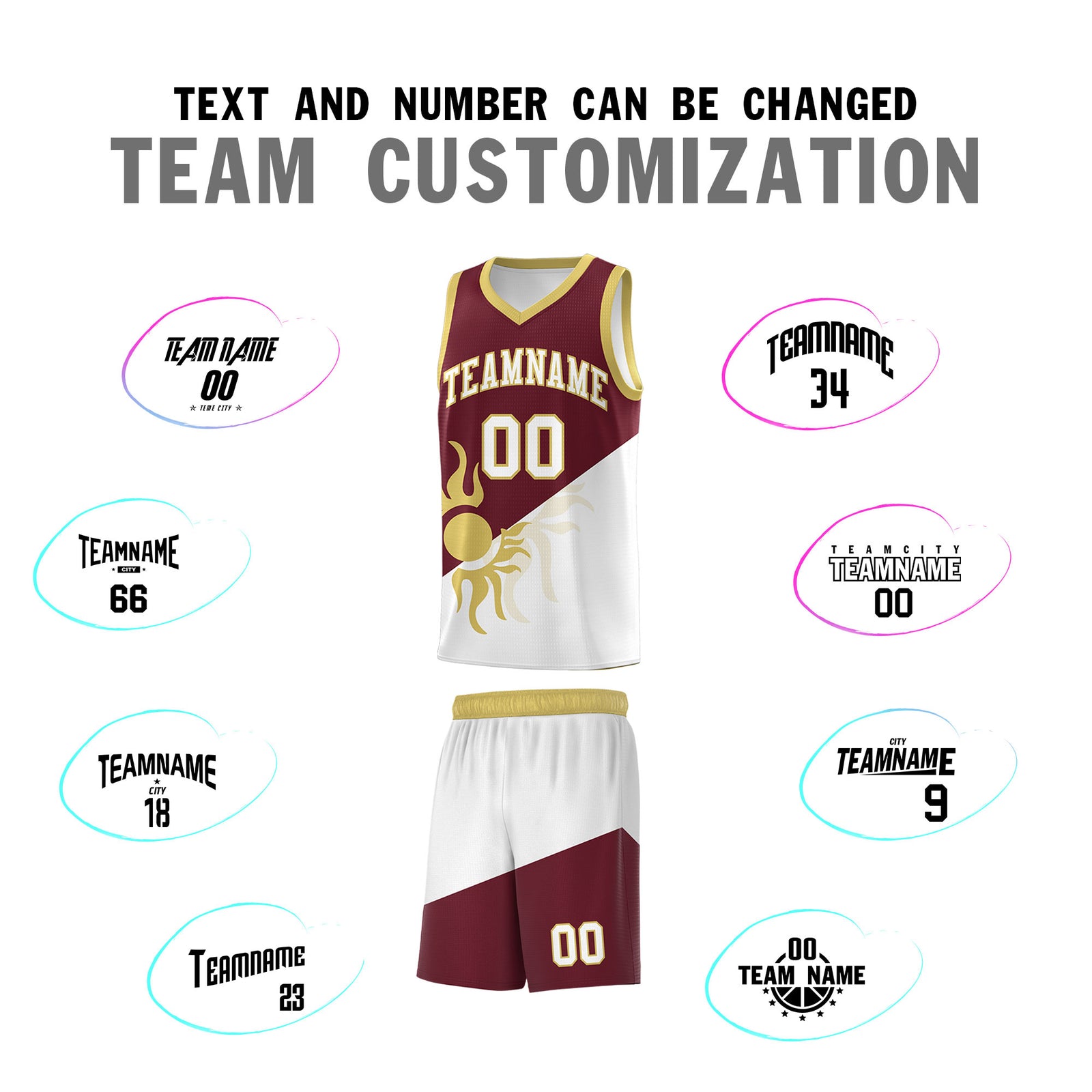 Custom Youth Basketball Jerseys - Burgundy White Sunburst Design Two Tone Uniforms