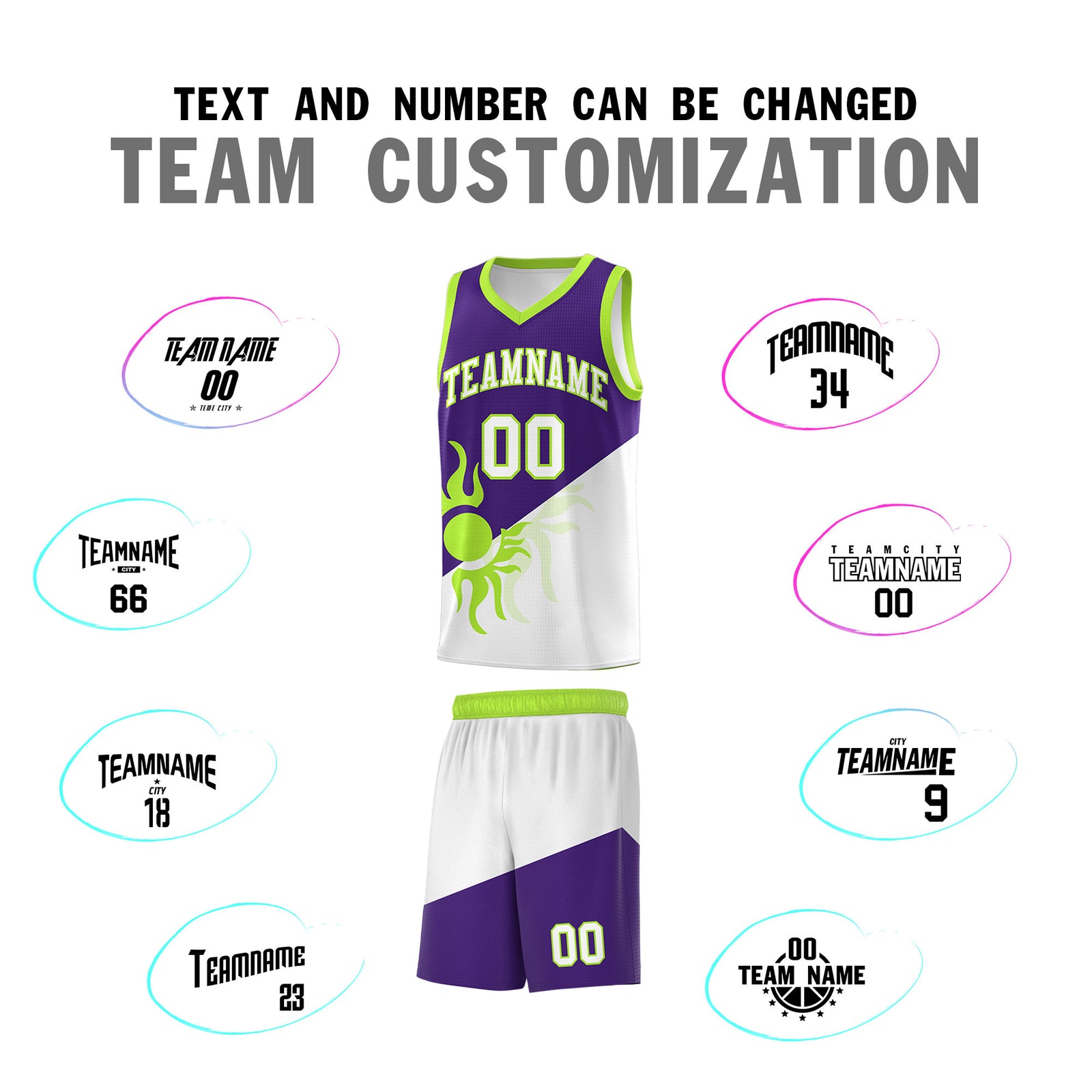Custom Youth Basketball Jerseys - Purple White Radiant Sun Design Two Tone Uniforms
