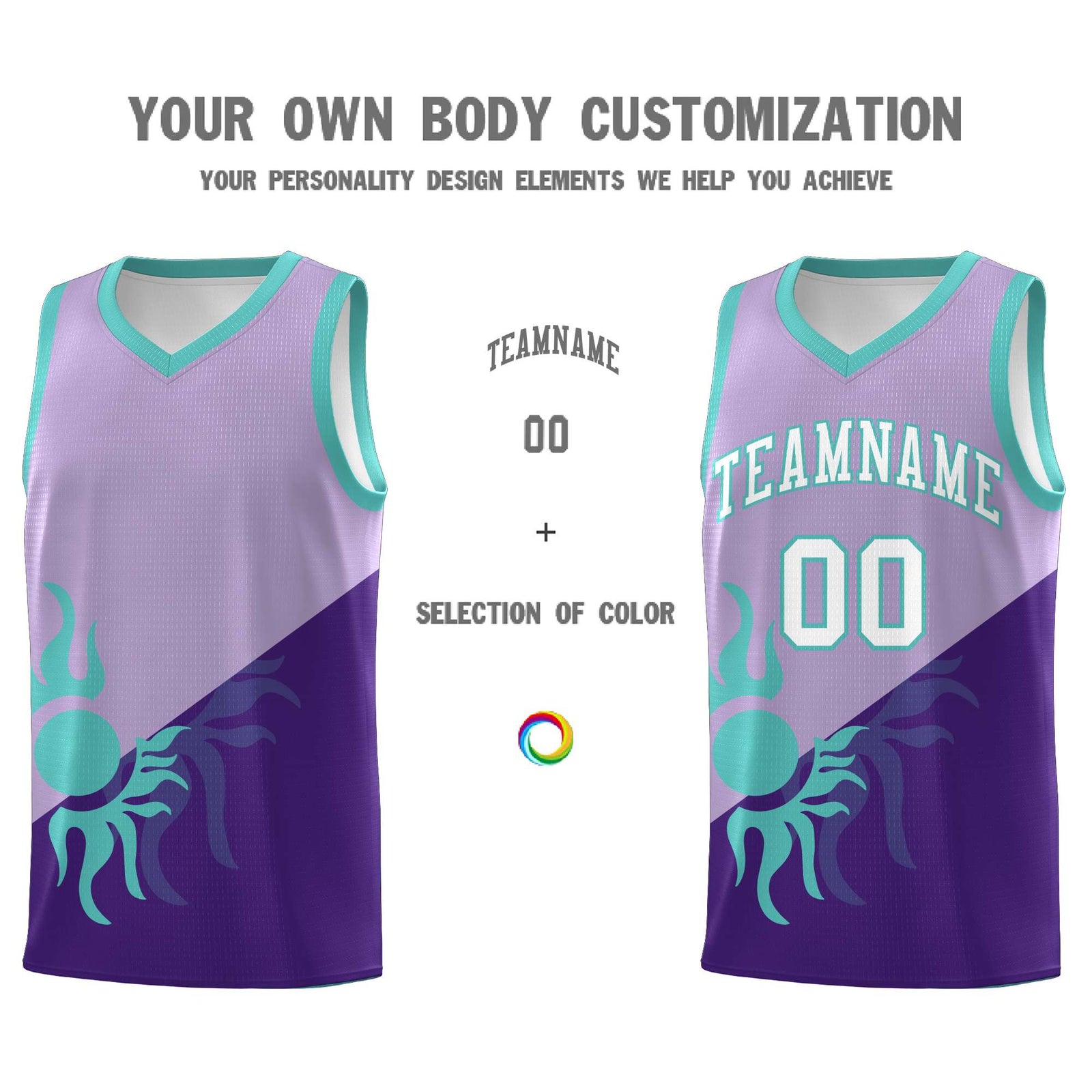 Custom Youth Basketball Jerseys - Light Purple Purple Sunburst Design Two Tone Uniforms