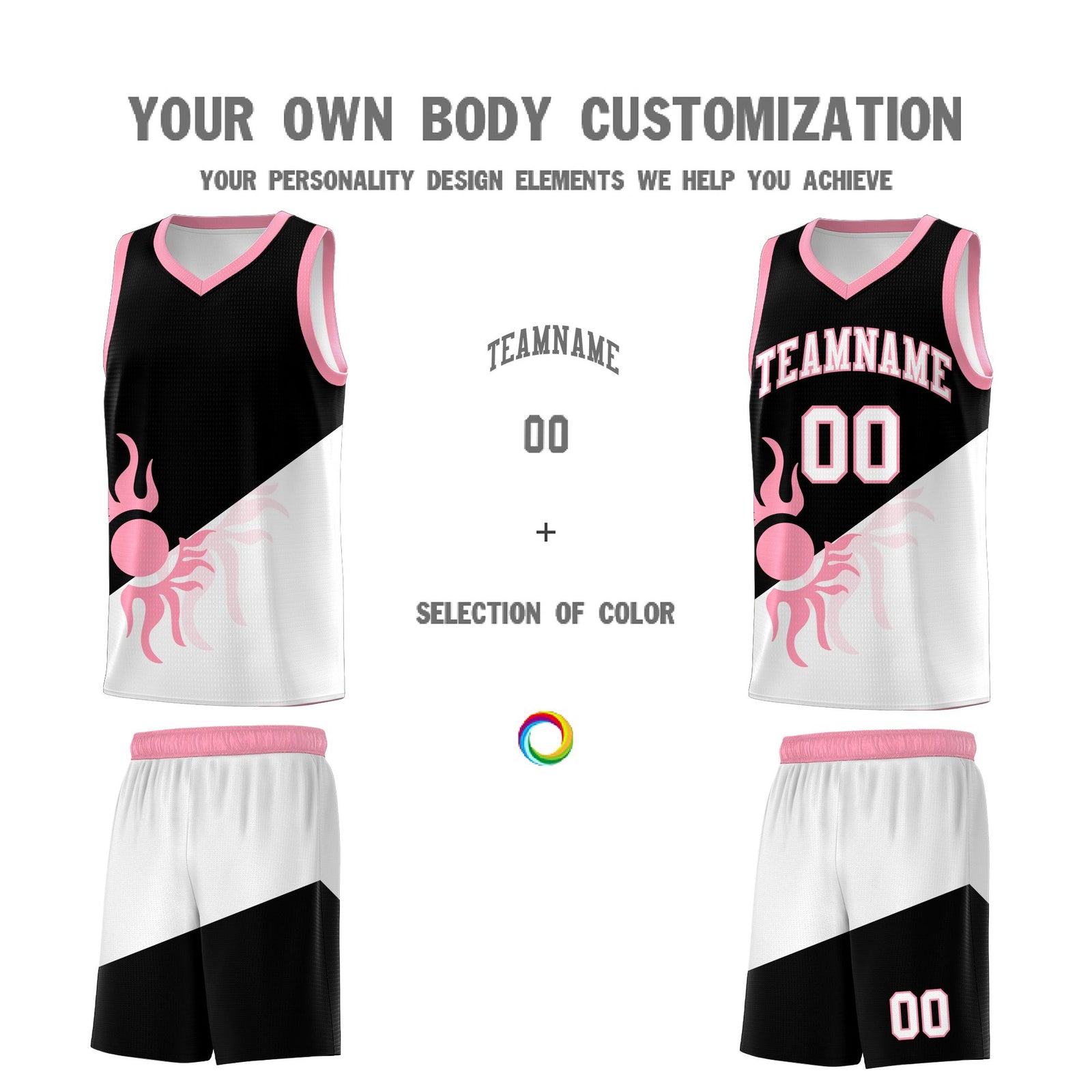 Custom Youth Basketball Jerseys - Black White Sunburst Design Two Tone Uniforms