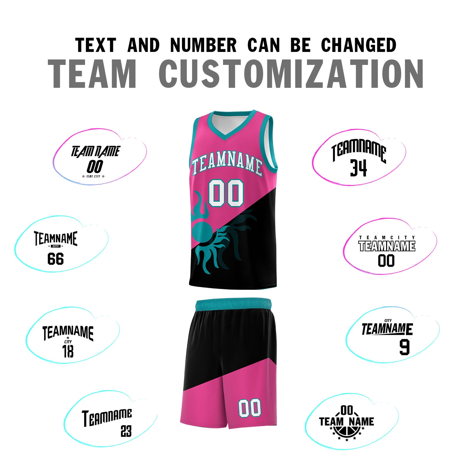 Custom Youth Basketball Jerseys - Rose Red Black Sunburst Design Two Tone Uniforms