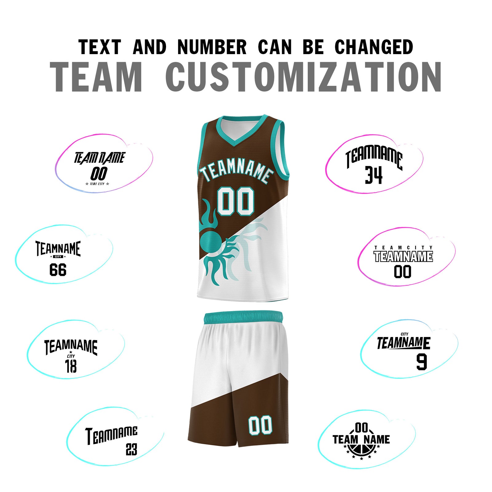 Custom Youth Basketball Jerseys - Brown White Radiant Sun Design Two Tone Uniforms