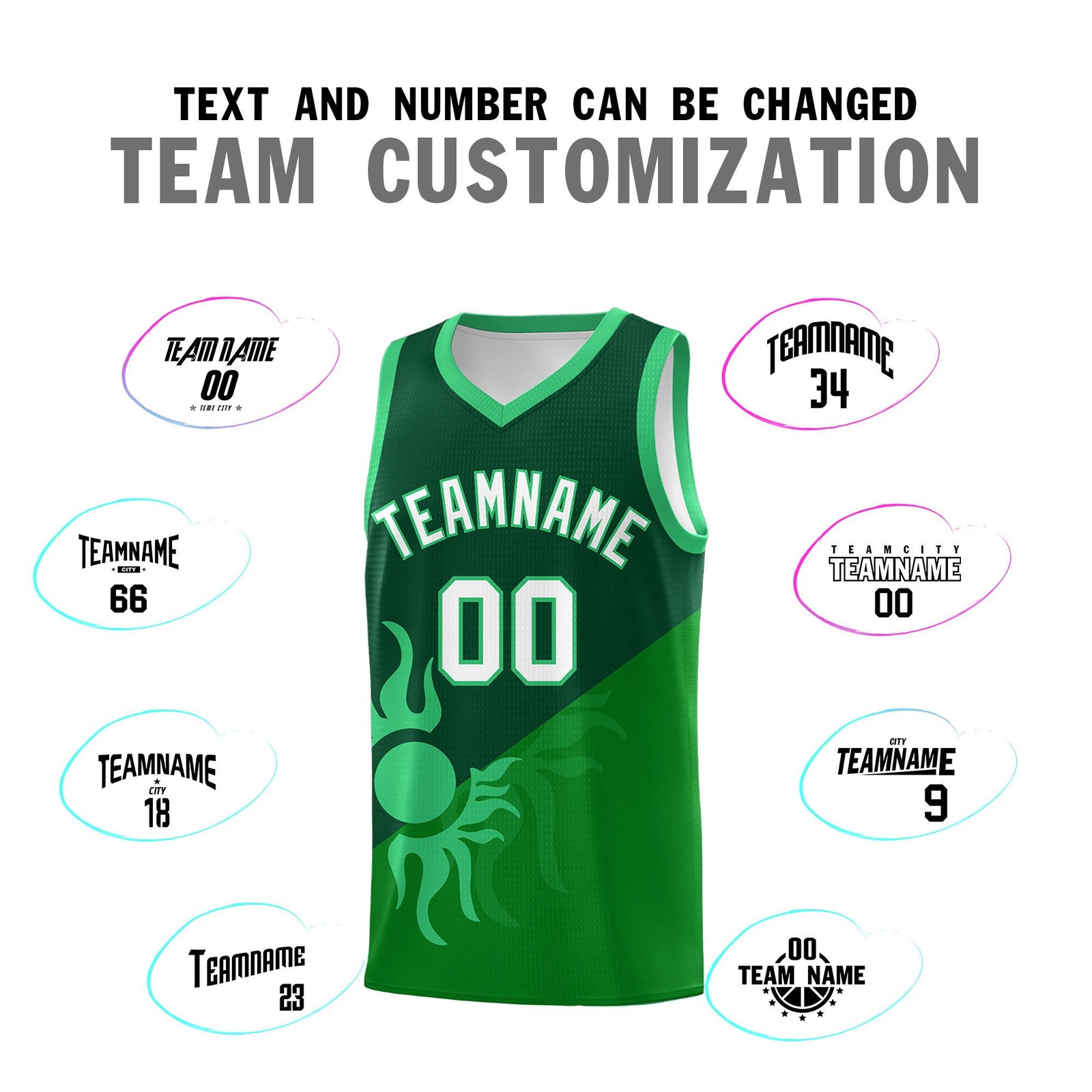 Custom Youth Basketball Jerseys - Kelly Green Kelly Green Sunburst Design Two Tone Uniforms
