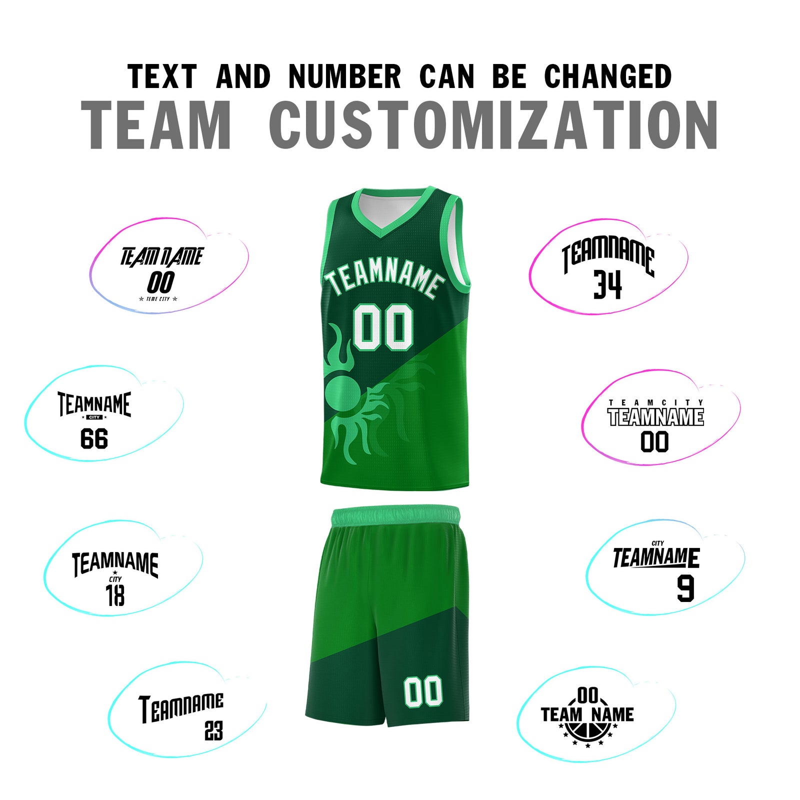 Custom Youth Basketball Jerseys - Kelly Green Kelly Green Sunburst Design Two Tone Uniforms