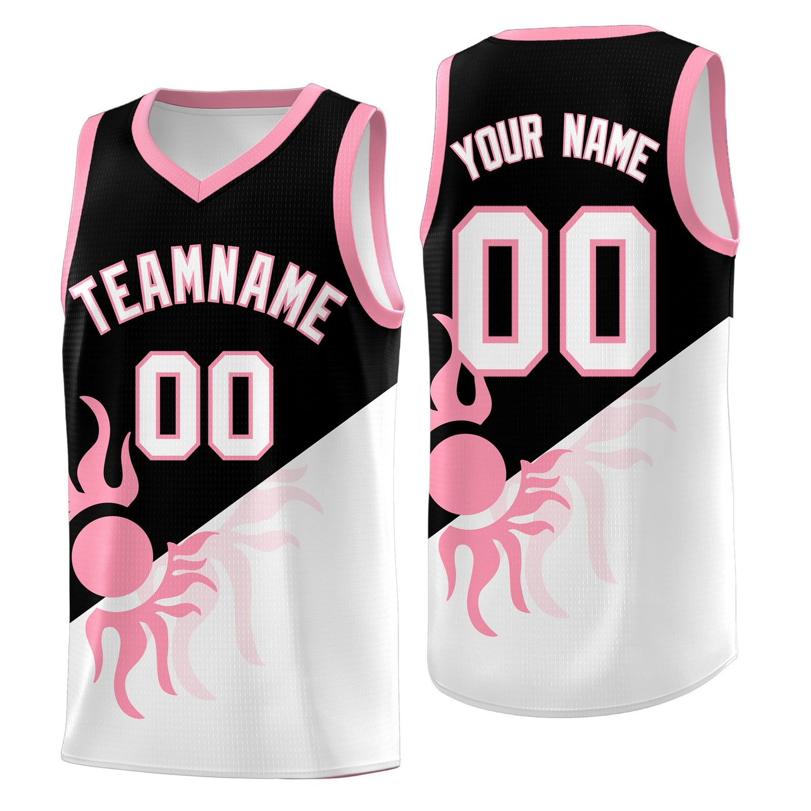 Custom Youth Basketball Jerseys - Black White Sunburst Design Two Tone Uniforms