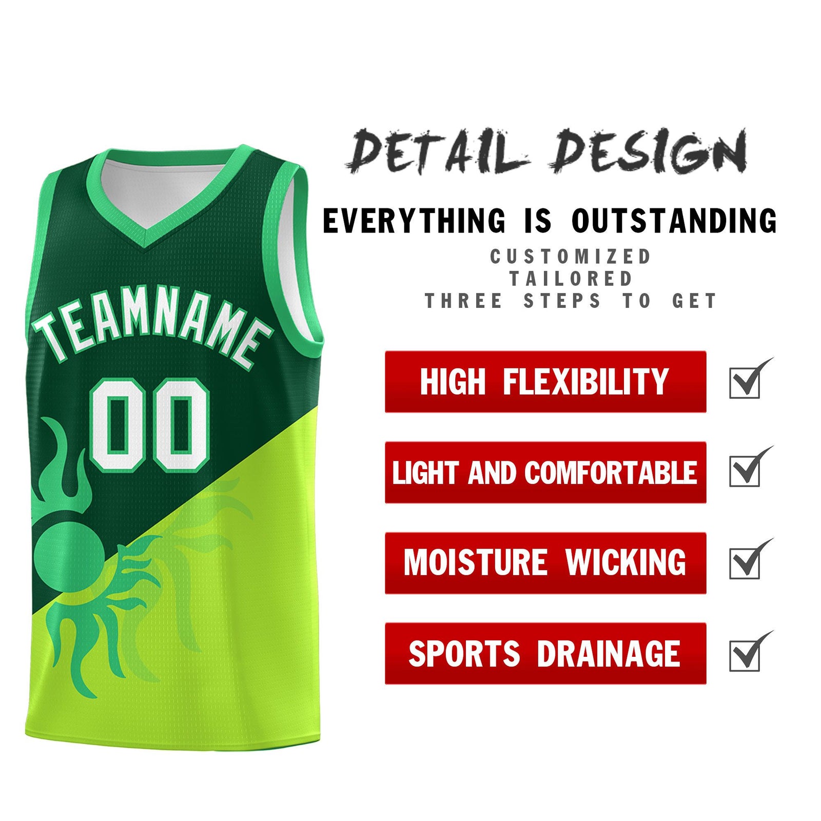 Custom Youth Basketball Jerseys - Kelly Green Neon Green Radiant Sun Design Two Tone Uniforms