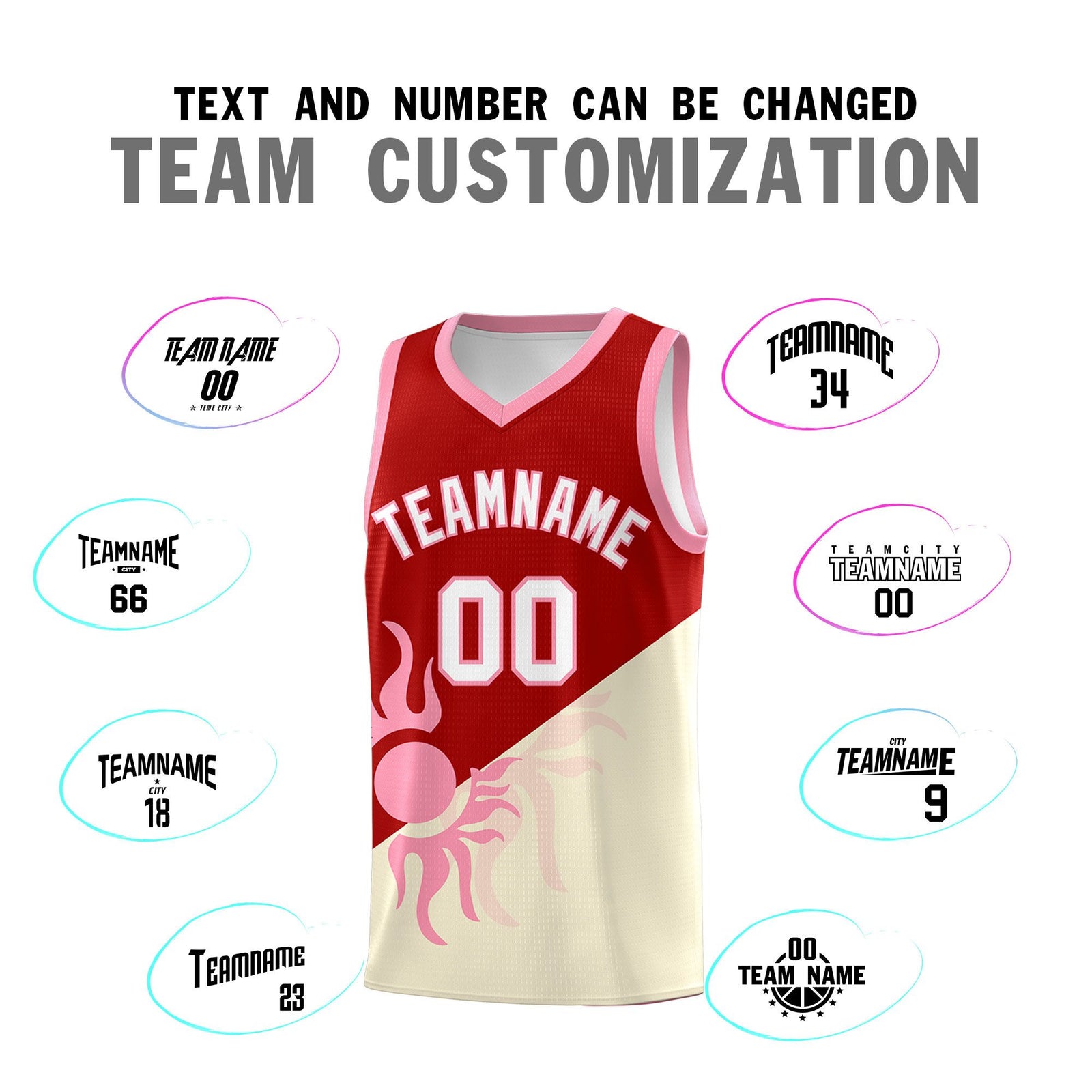 Custom Youth Basketball Jerseys - Red Light Khaki Radiant Sun Design Two Tone Uniforms