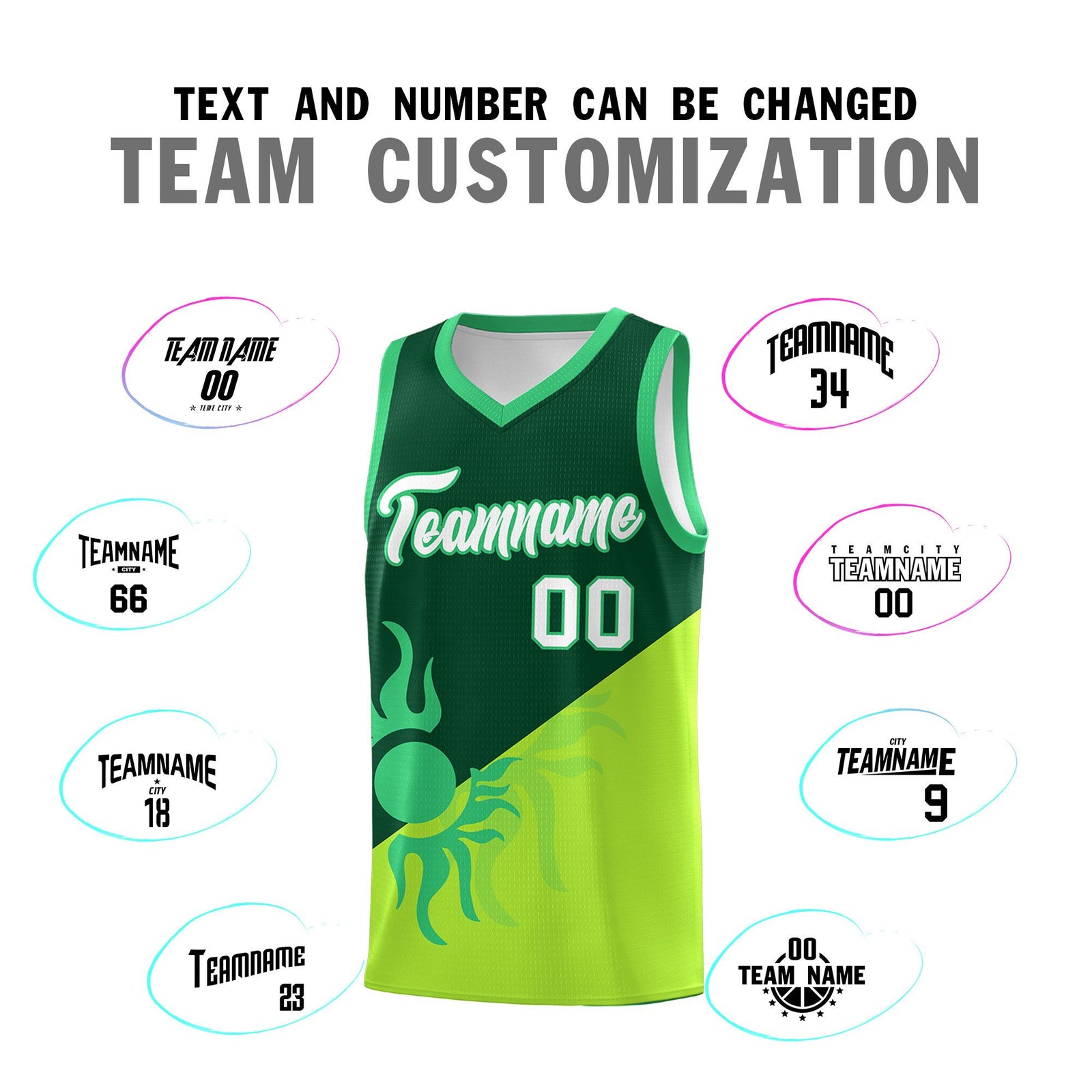 Custom Youth Basketball Jerseys - Kelly Green Neon Green Radiant Sun Design Two Tone Uniforms