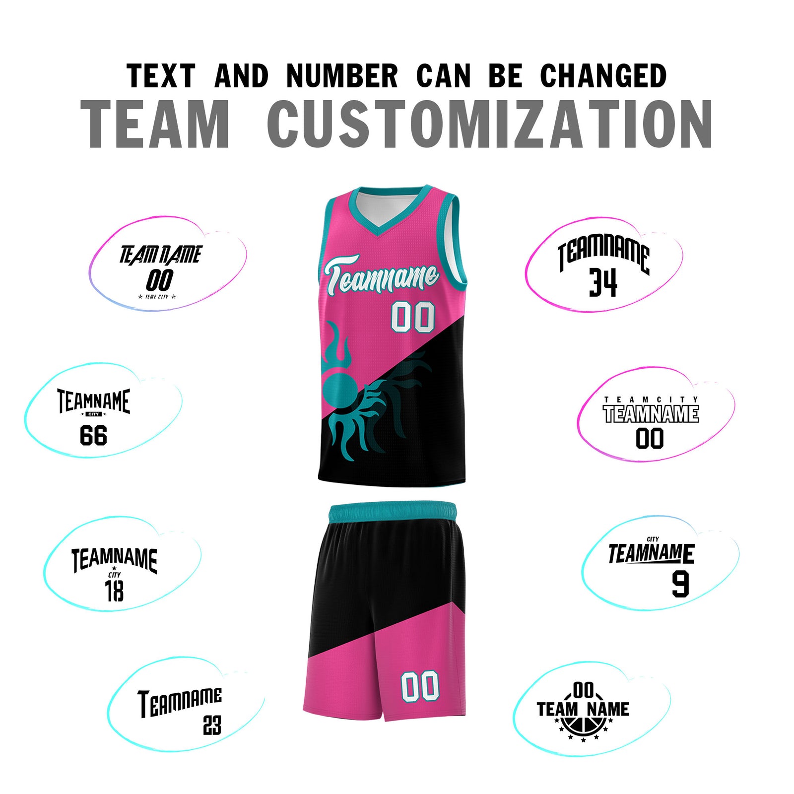 Custom Youth Basketball Jerseys - Rose Red Black Sunburst Design Two Tone Uniforms