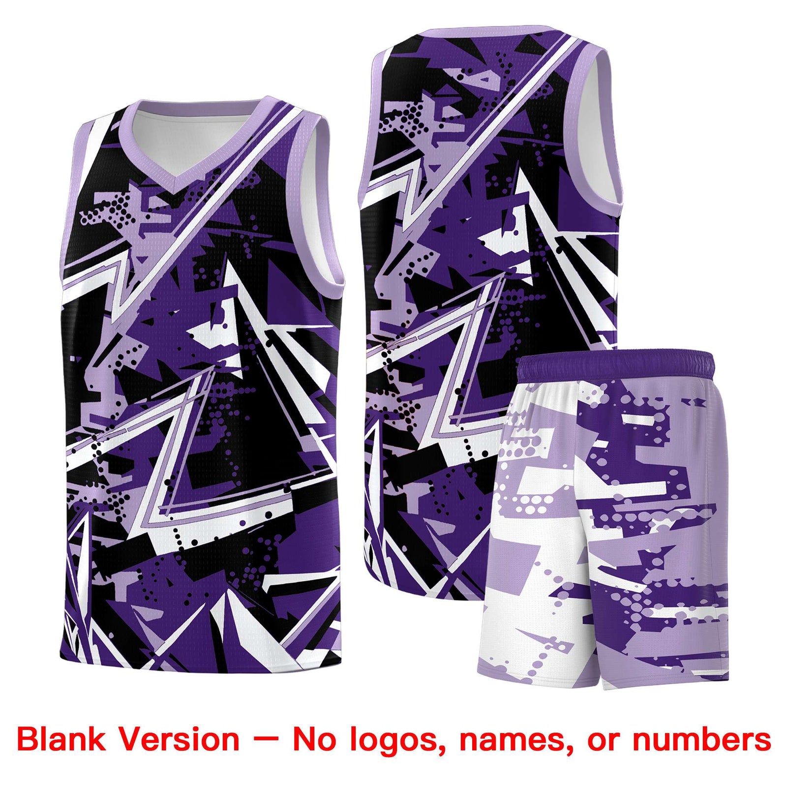 Custom Youth Basketball Jerseys Purple Light Purple Abstract Graffiti Urban Style Personalized Uniform