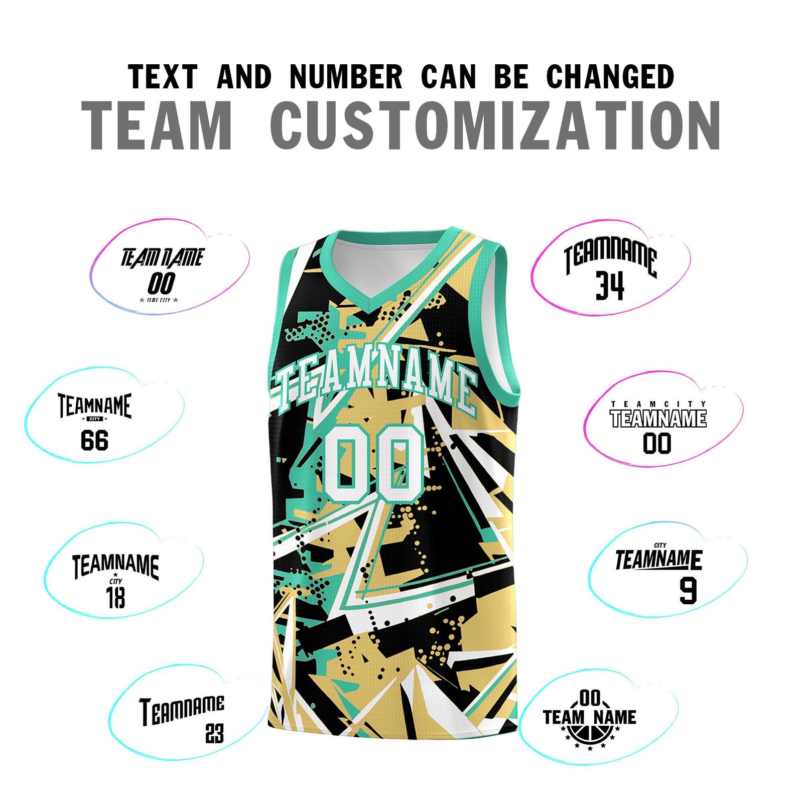 Custom Youth Basketball Jerseys Old Gold Bright Green Abstract Graffiti Personalized Street Style Uniform