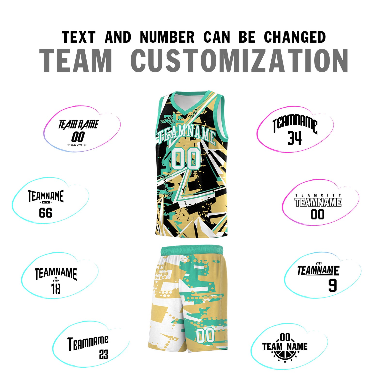 Custom Youth Basketball Jerseys Old Gold Bright Green Abstract Graffiti Personalized Street Style Uniform