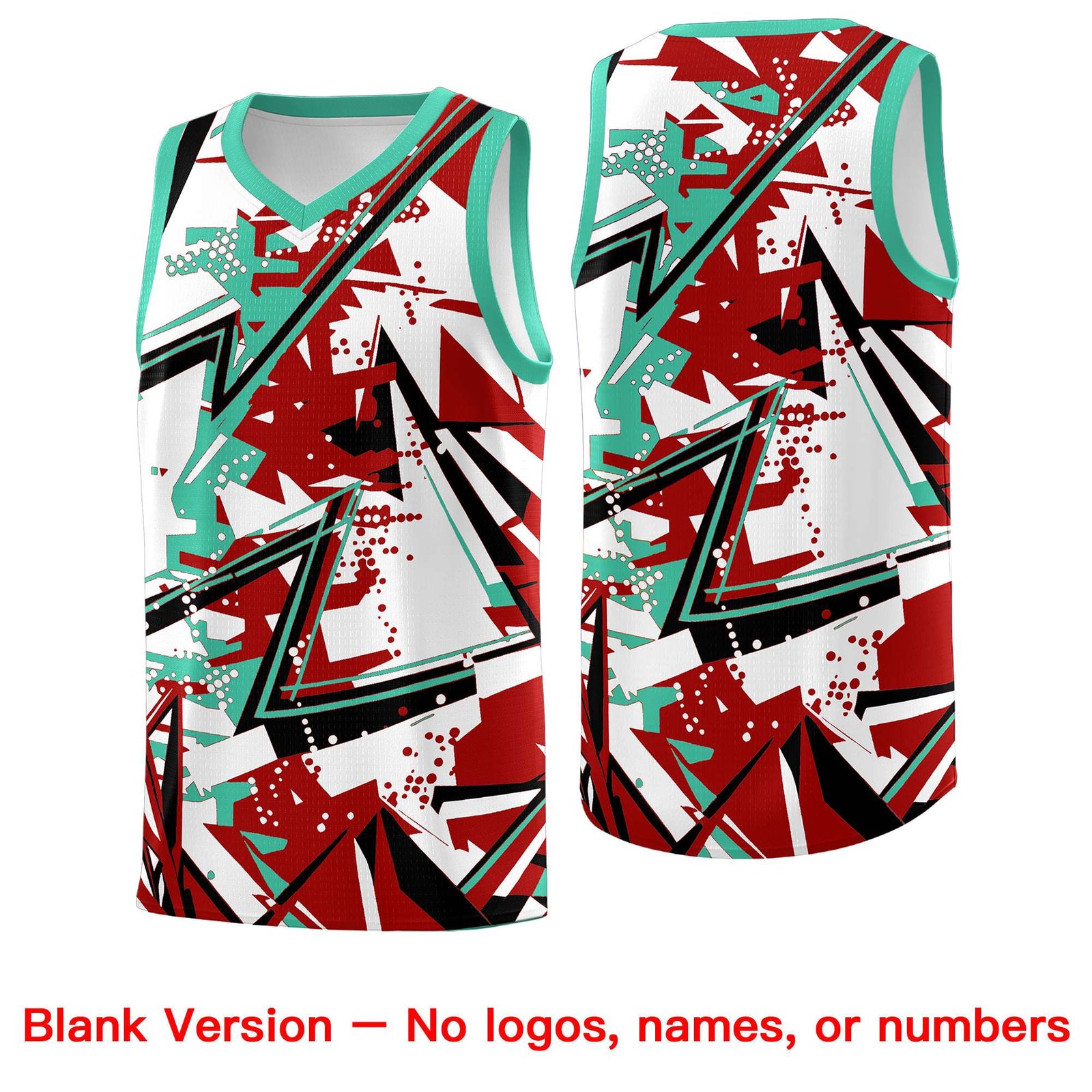Custom Youth Basketball Jerseys Red Bright Green Abstract Graffiti Personalized Team Name & Number