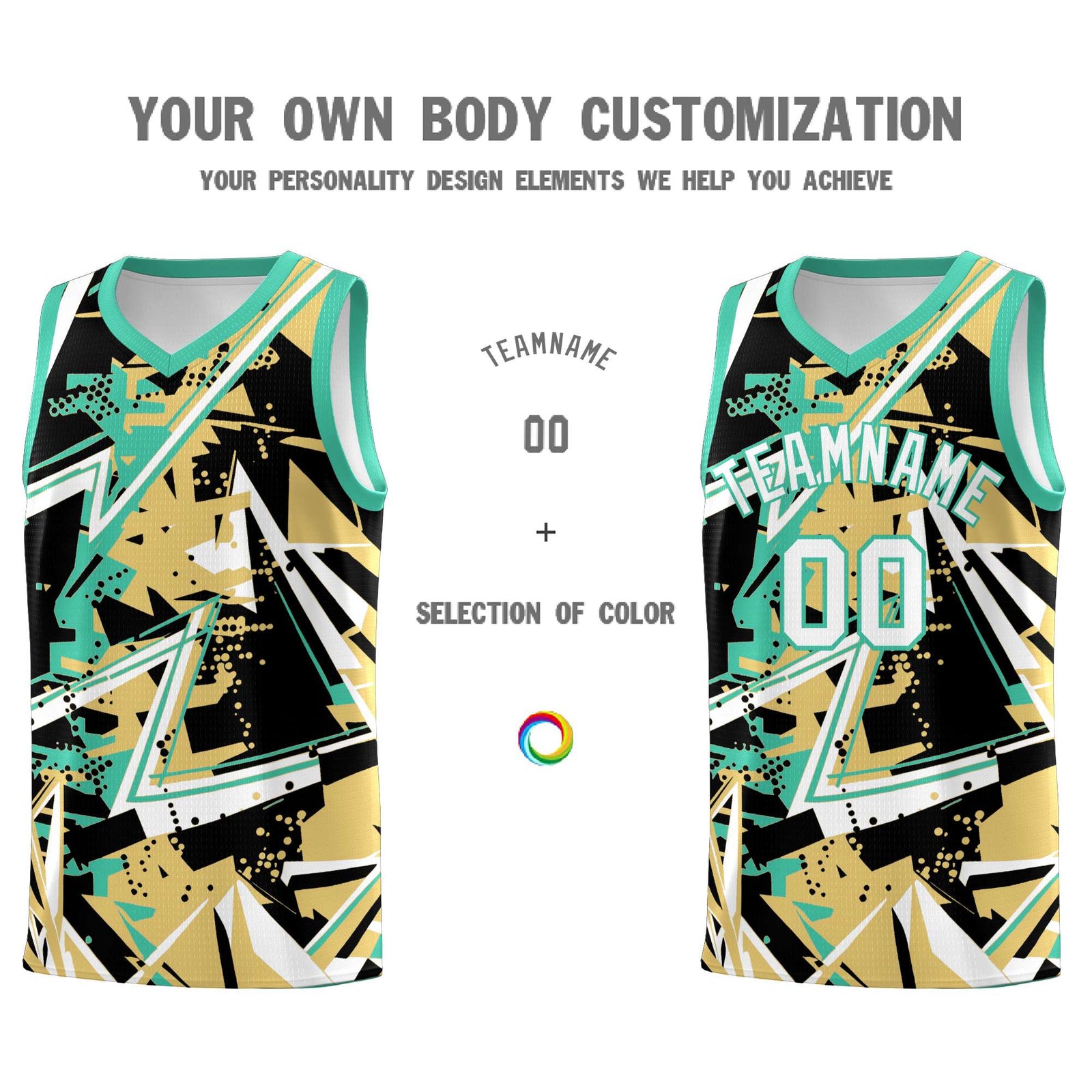 Custom Youth Basketball Jerseys Old Gold Bright Green Abstract Graffiti Personalized Street Style Uniform