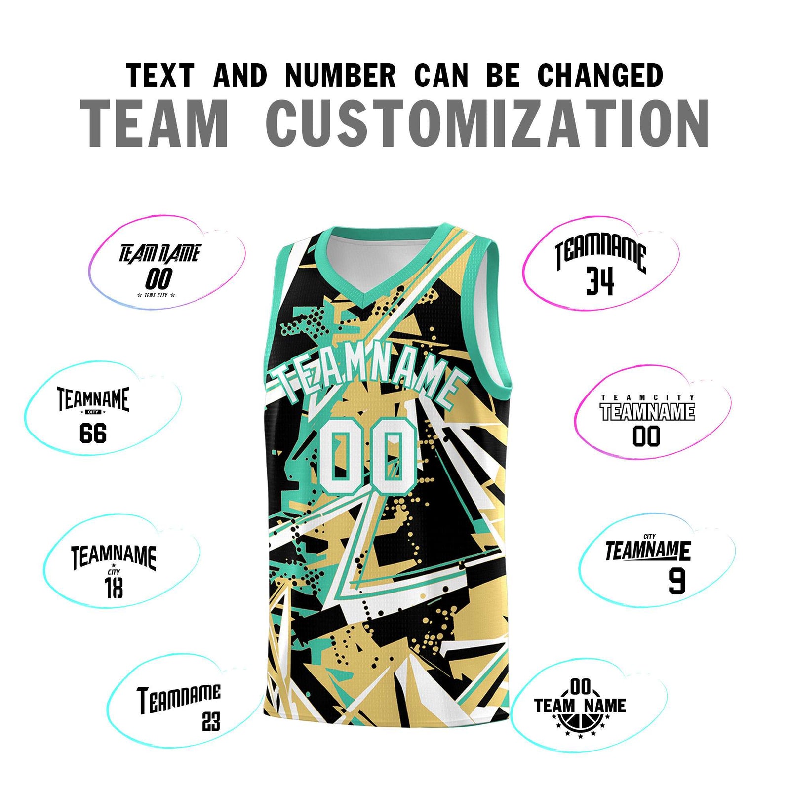 Custom Youth Basketball Jerseys Old Gold Bright Green Abstract Graffiti Personalized Street Style Uniform