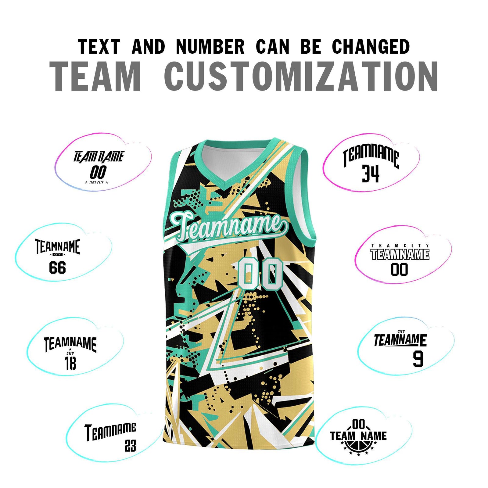 Custom Youth Basketball Jerseys Old Gold Bright Green Abstract Graffiti Personalized Street Style Uniform