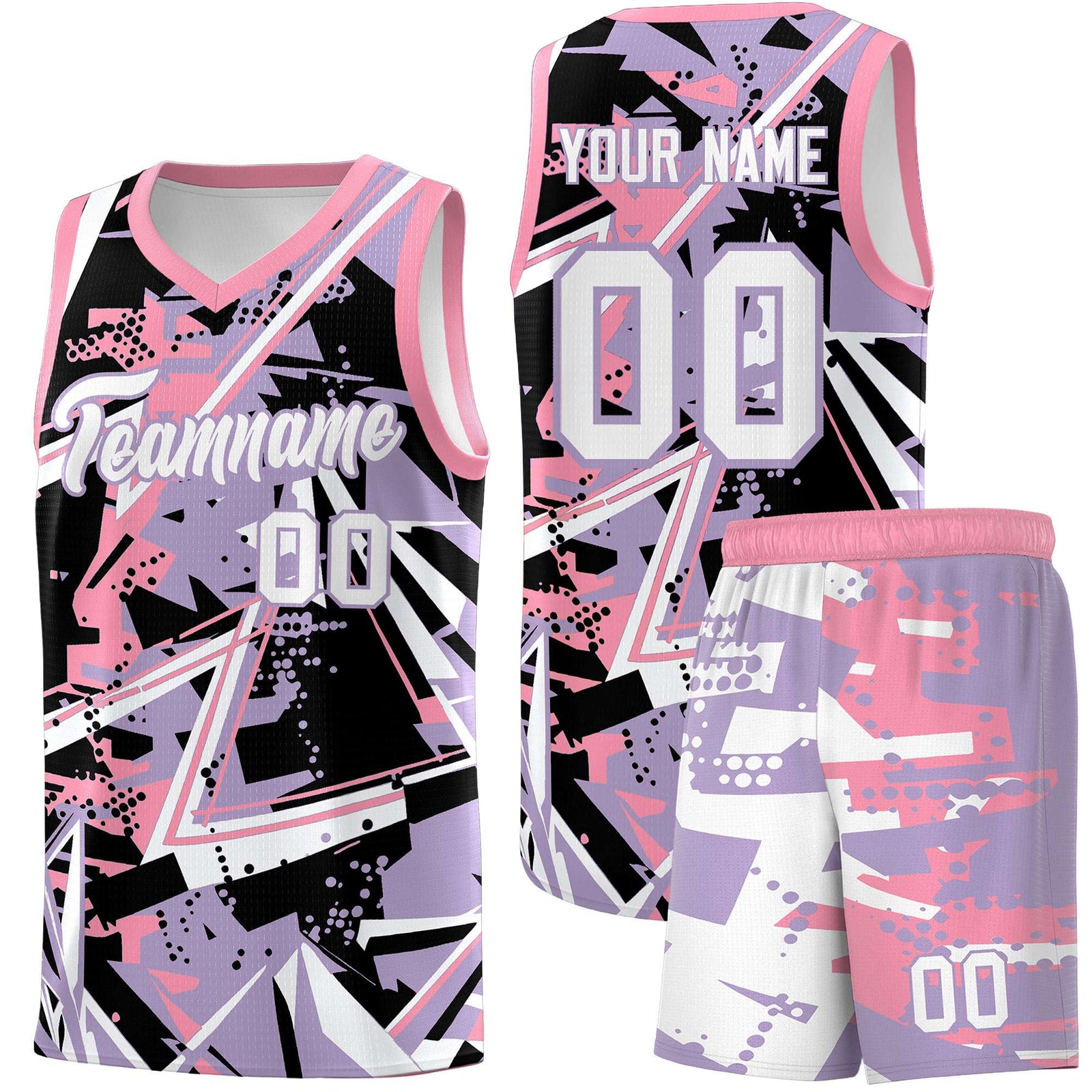 Custom Youth Basketball Jerseys Light Purple Pink Abstract Graffiti Personalized Team Name & Number