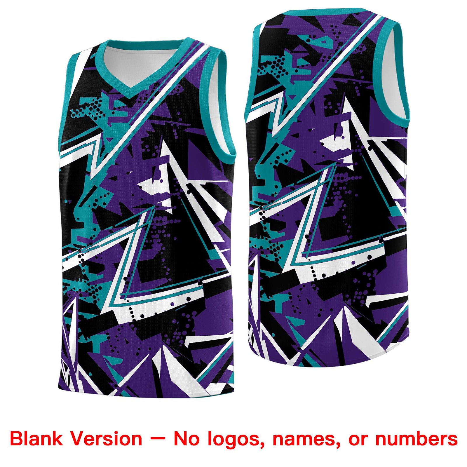 Custom Youth Basketball Jerseys Purple Teal Abstract Graffiti Urban Style Personalized Uniform
