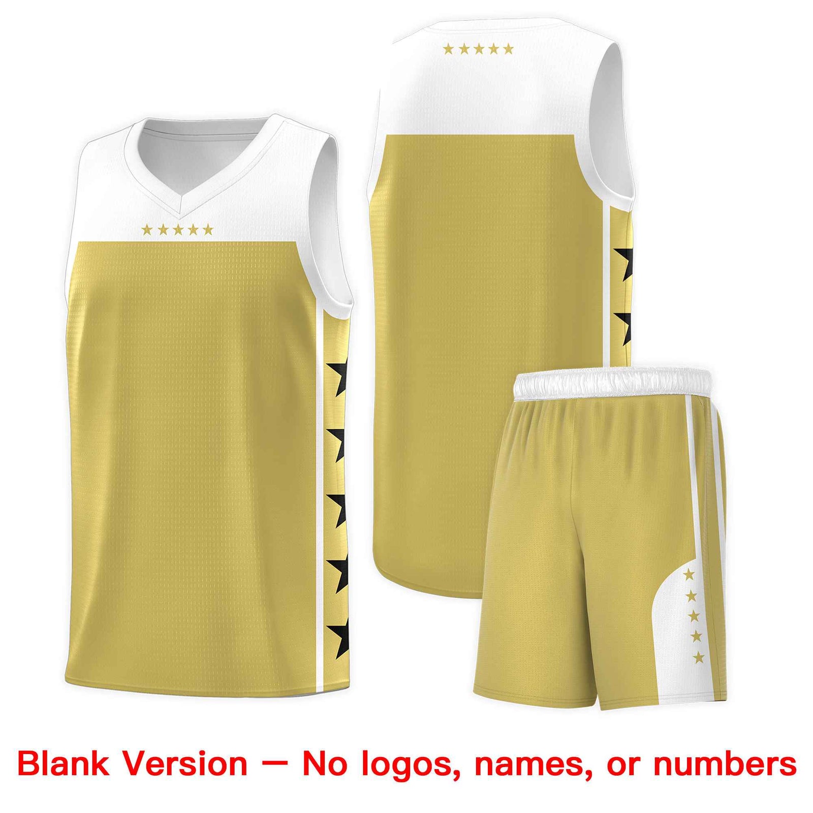 Custom Old Gold White Personalized Star Pattern Sports Uniform Basketball Jersey