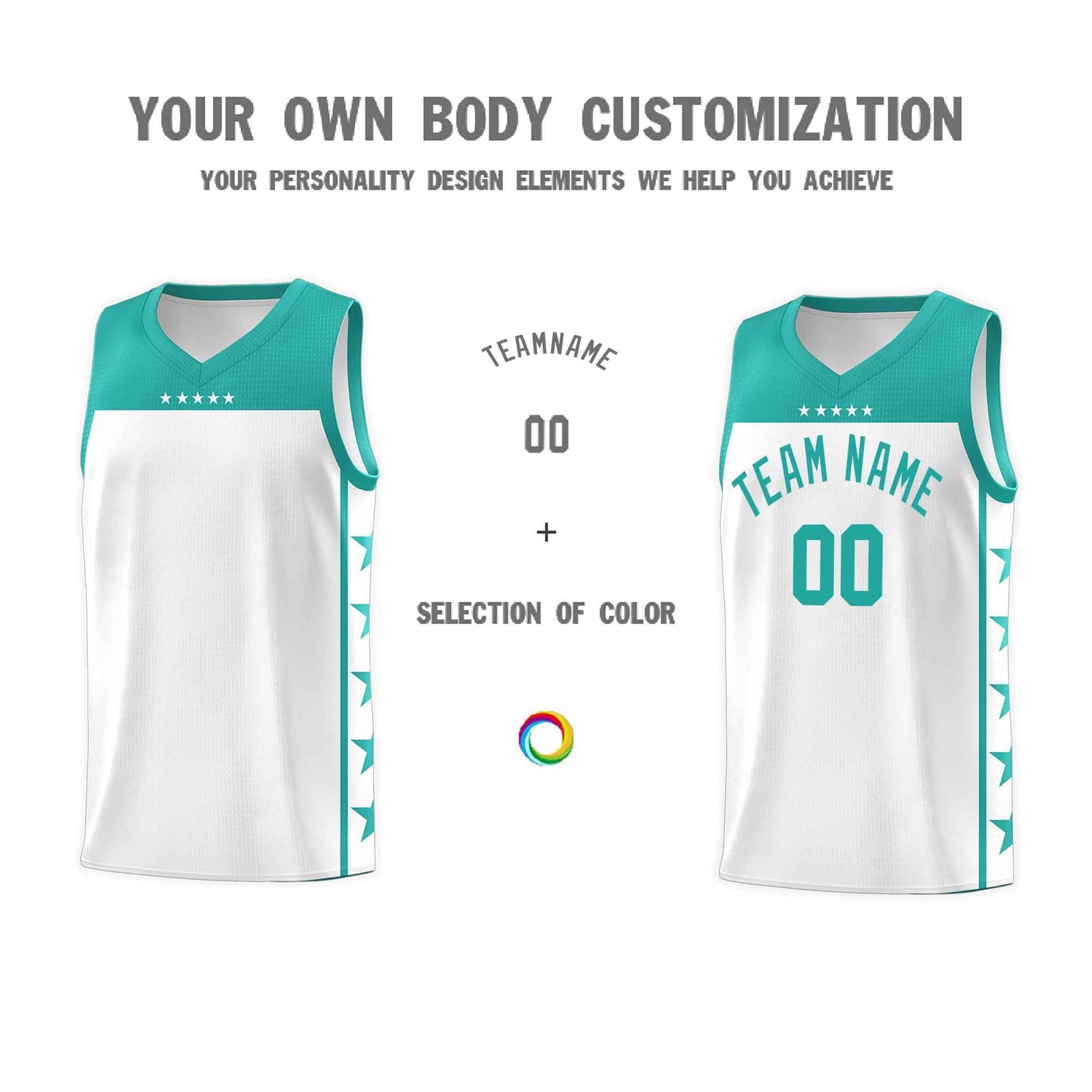 Custom White Aqua Color Block Sets Sports Uniform Basketball Jersey