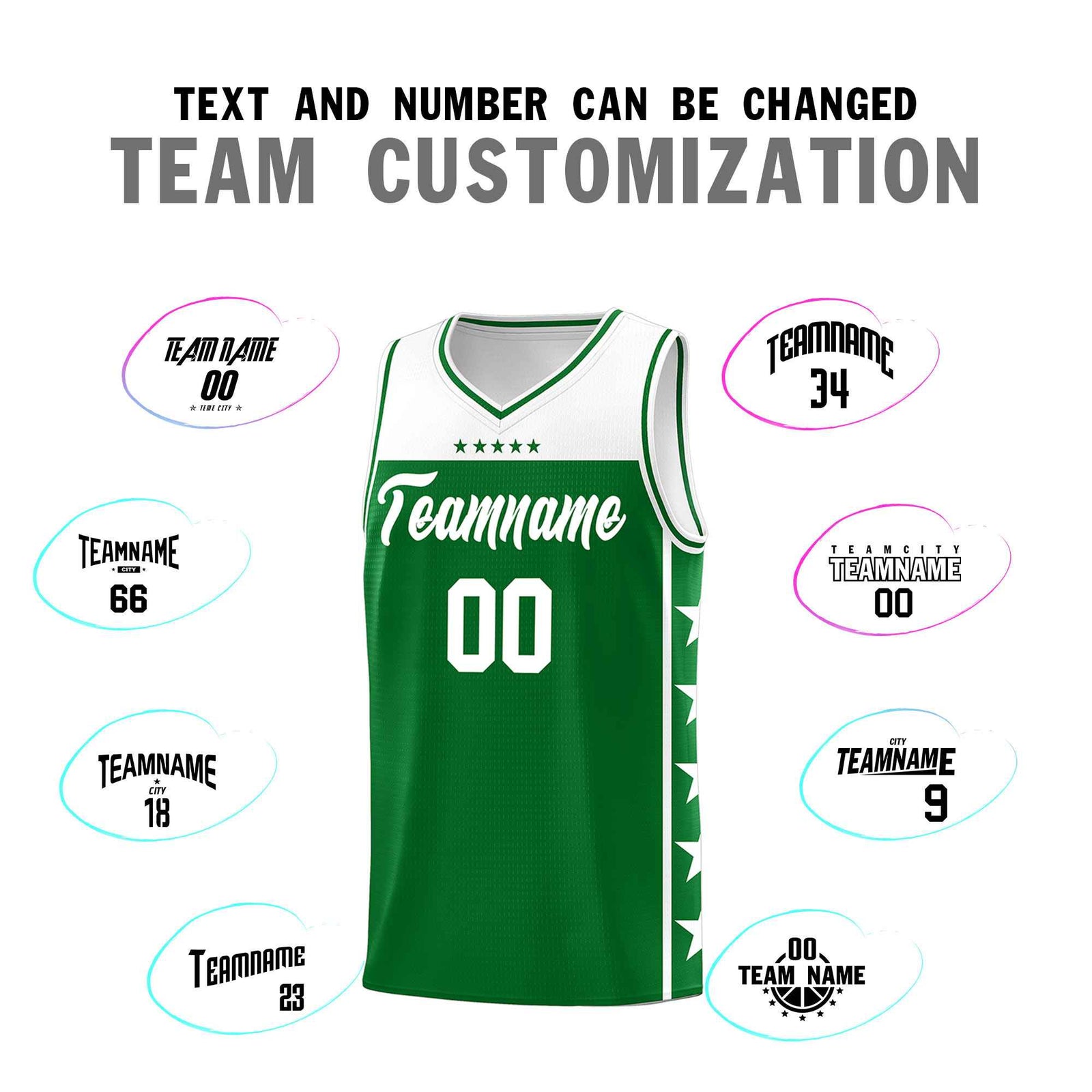 Custom Kelly Green White Color Block Sets Sports Uniform Basketball Jersey