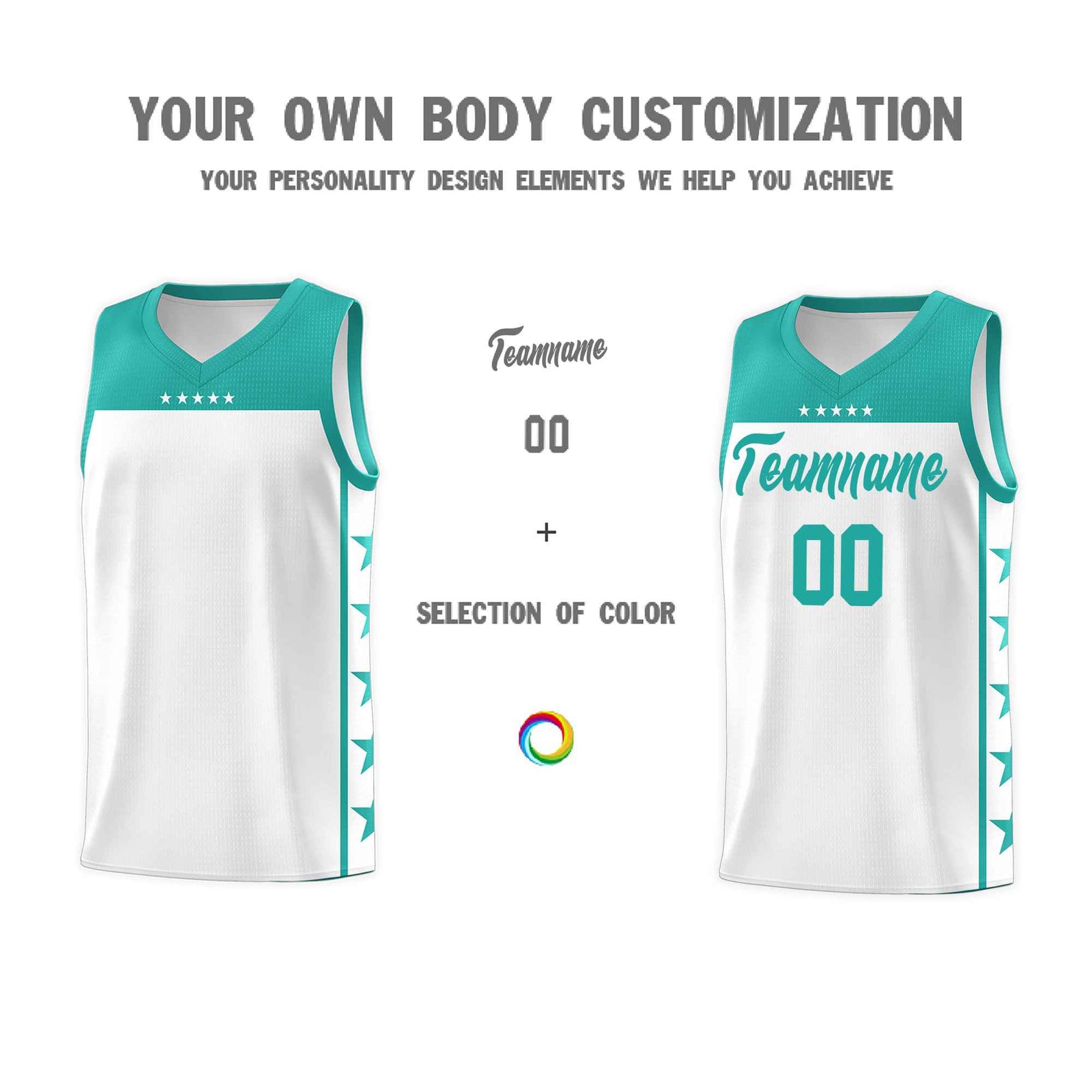 Custom White Aqua Color Block Sets Sports Uniform Basketball Jersey
