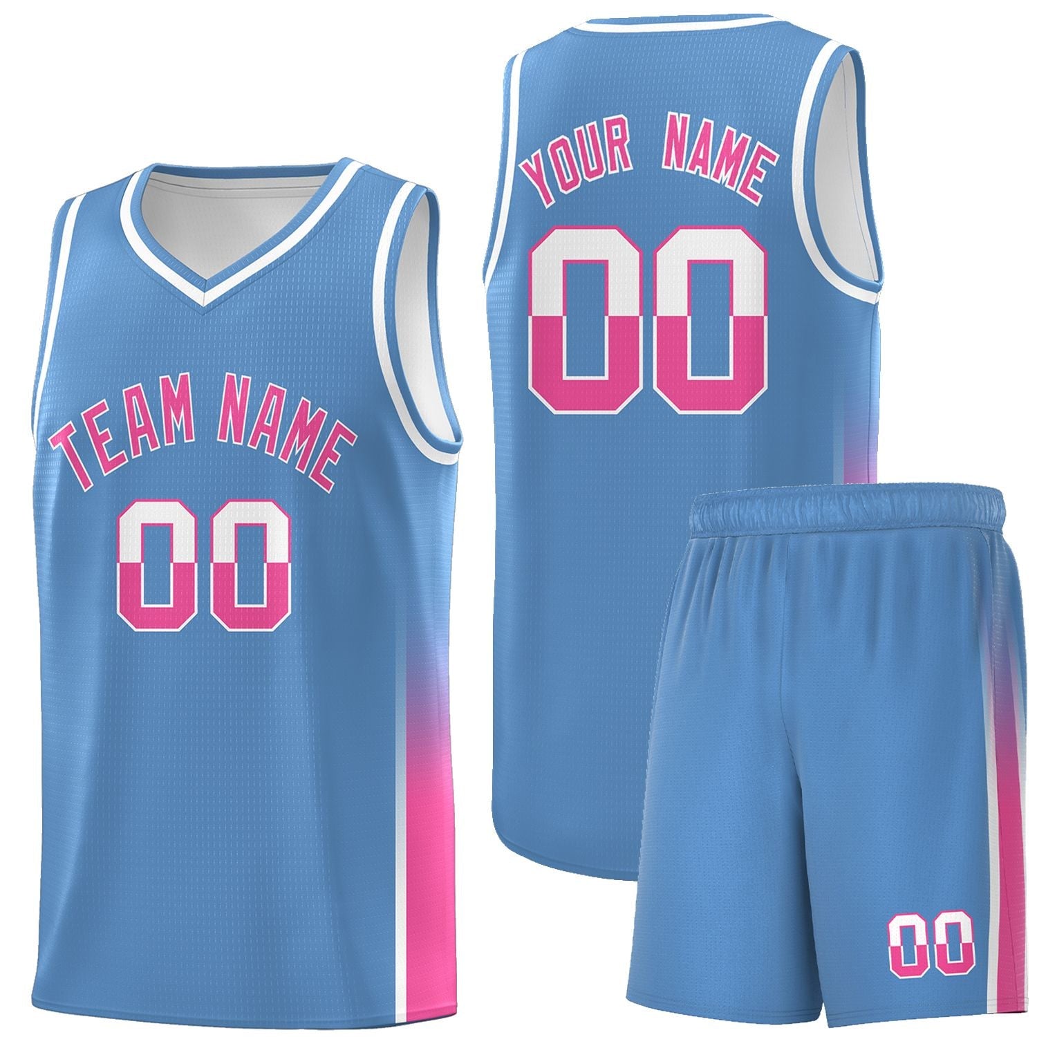 Custom Light Blue White-Pink Personalized Two Tone Font Sports Uniform Basketball Jersey