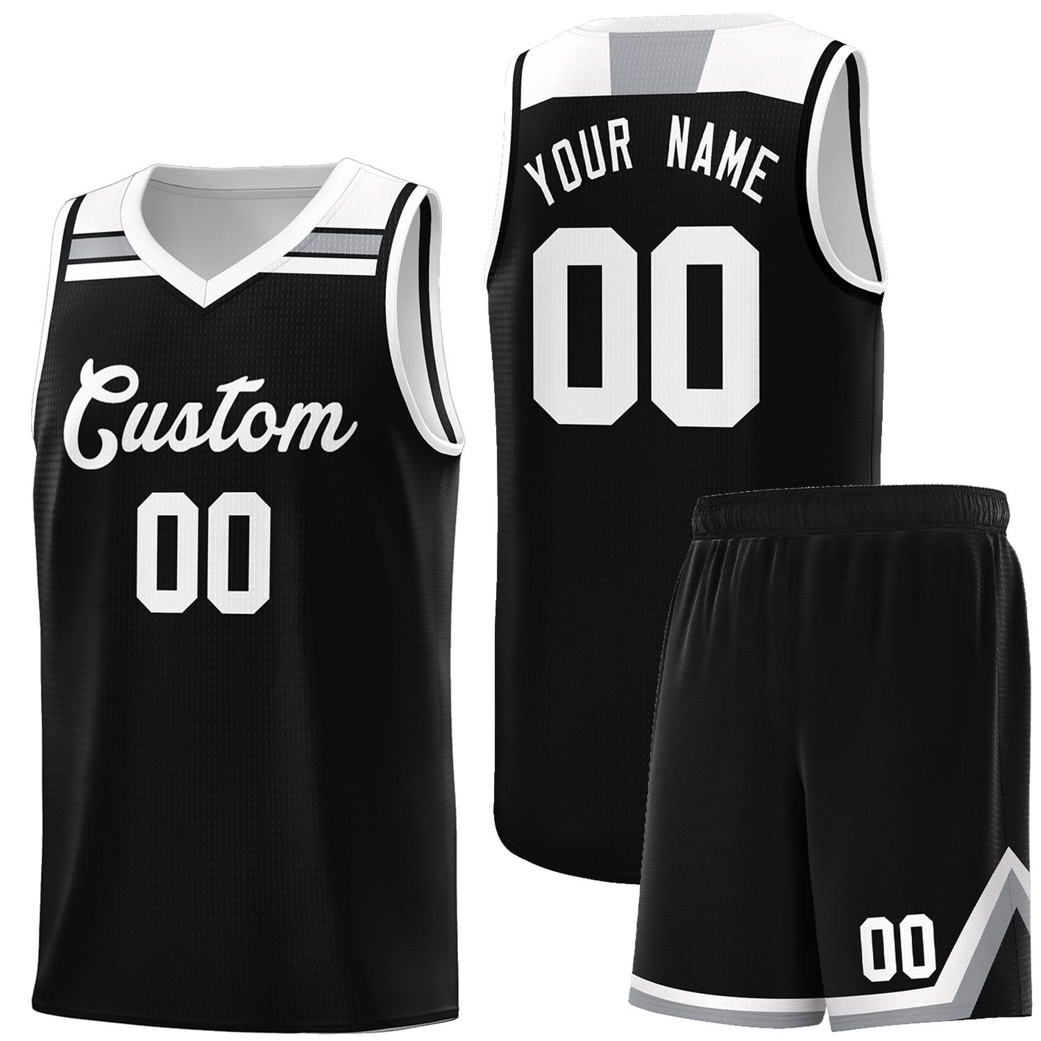 Custom Basketball Uniform Black White-Gray Classic Sports Uniform Basketball Jersey | KXKSHOP