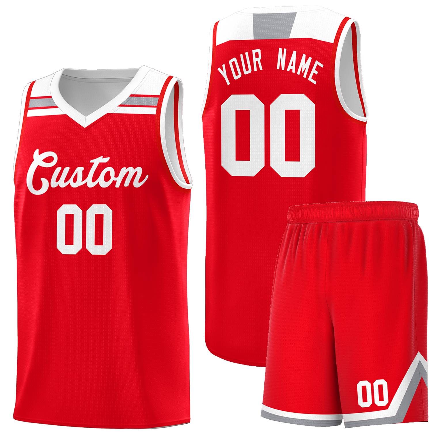 Custom Basketball Uniform Red White-Gray Classic Sports Uniform Basketball Jersey | KXKSHOP