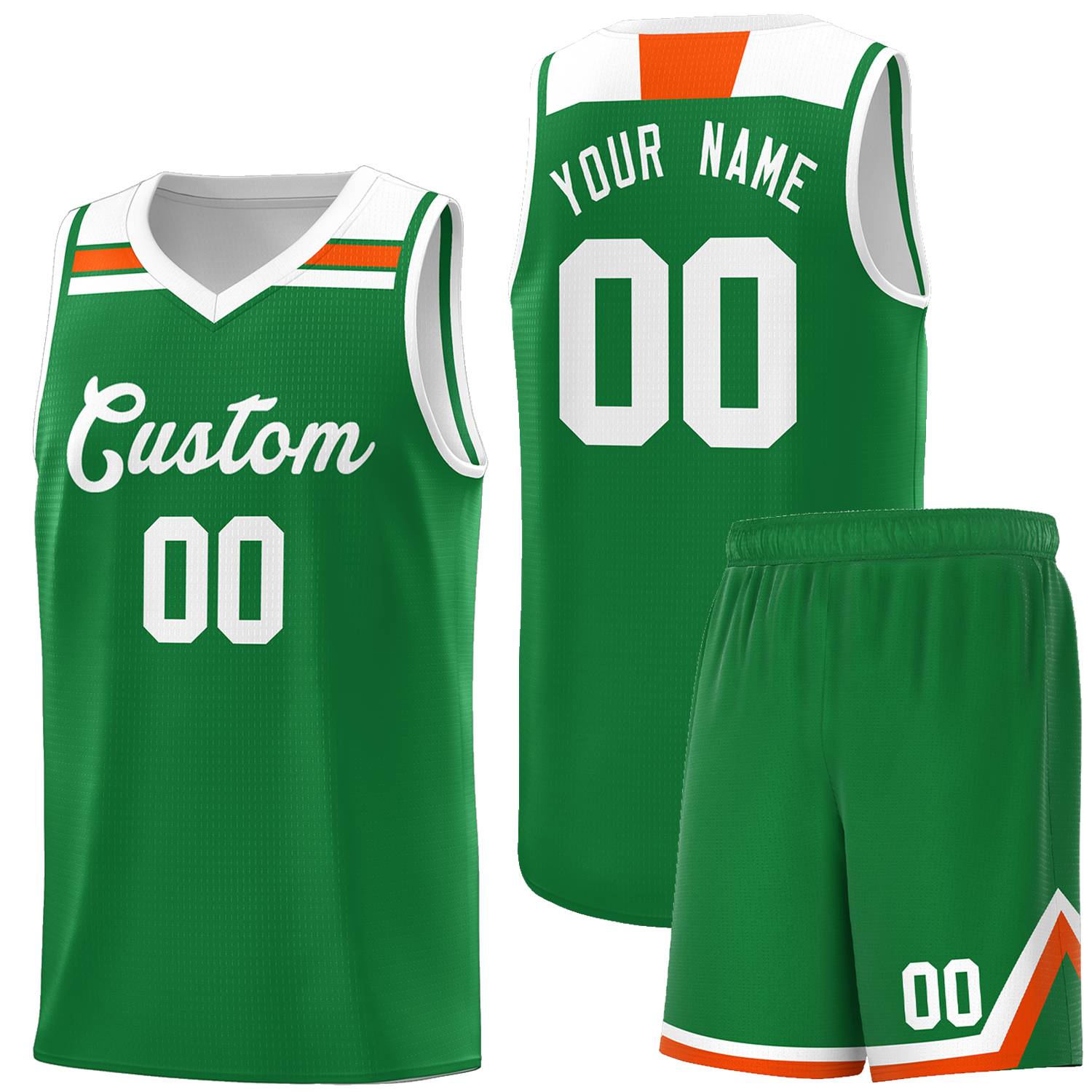 Custom Basketball Uniform Kelly Green White-Orange Classic Sports Uniform Basketball Jersey | KXKSHOP