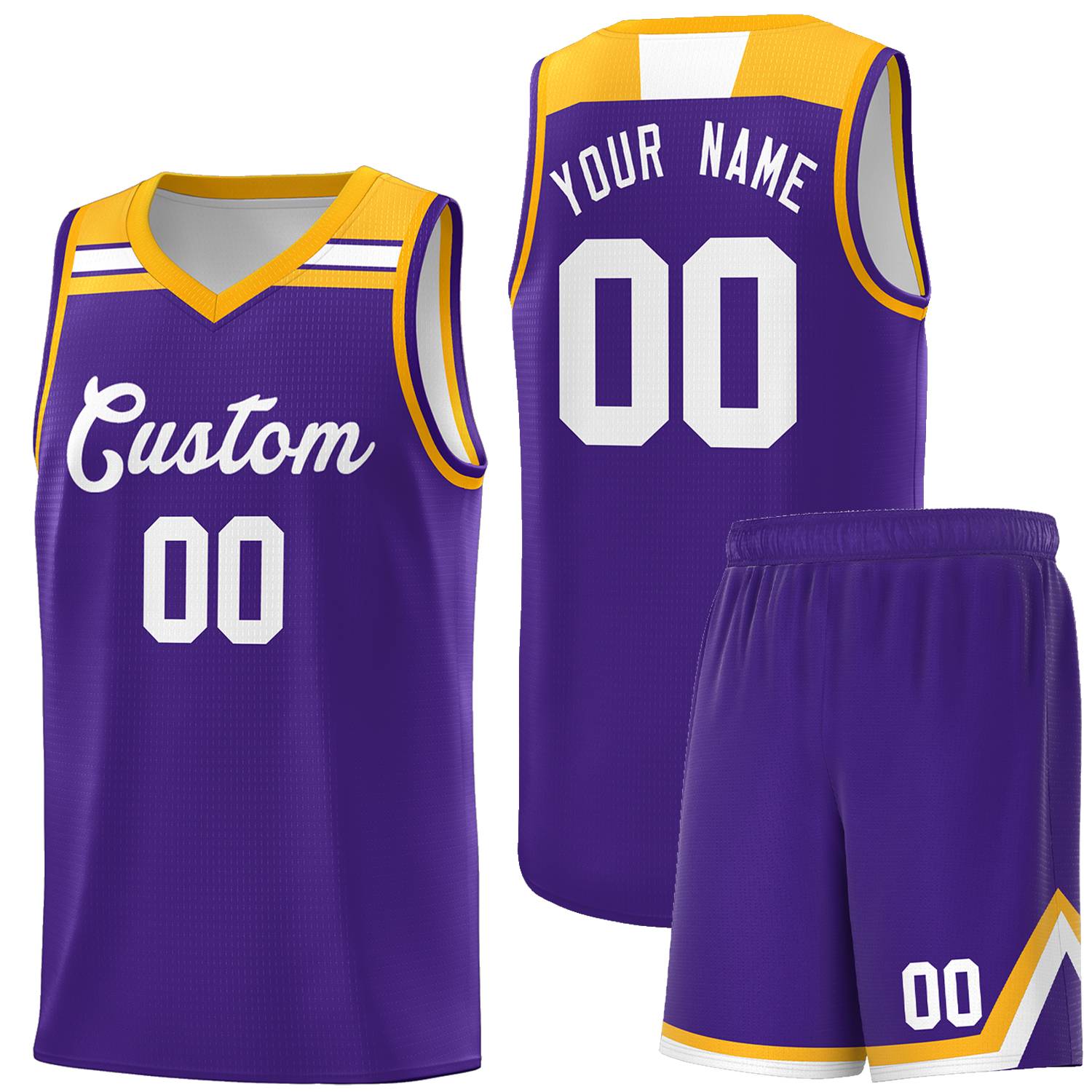 Custom Basketball Uniform Purple White-Gold Classic Sports Uniform Basketball Jersey | KXKSHOP