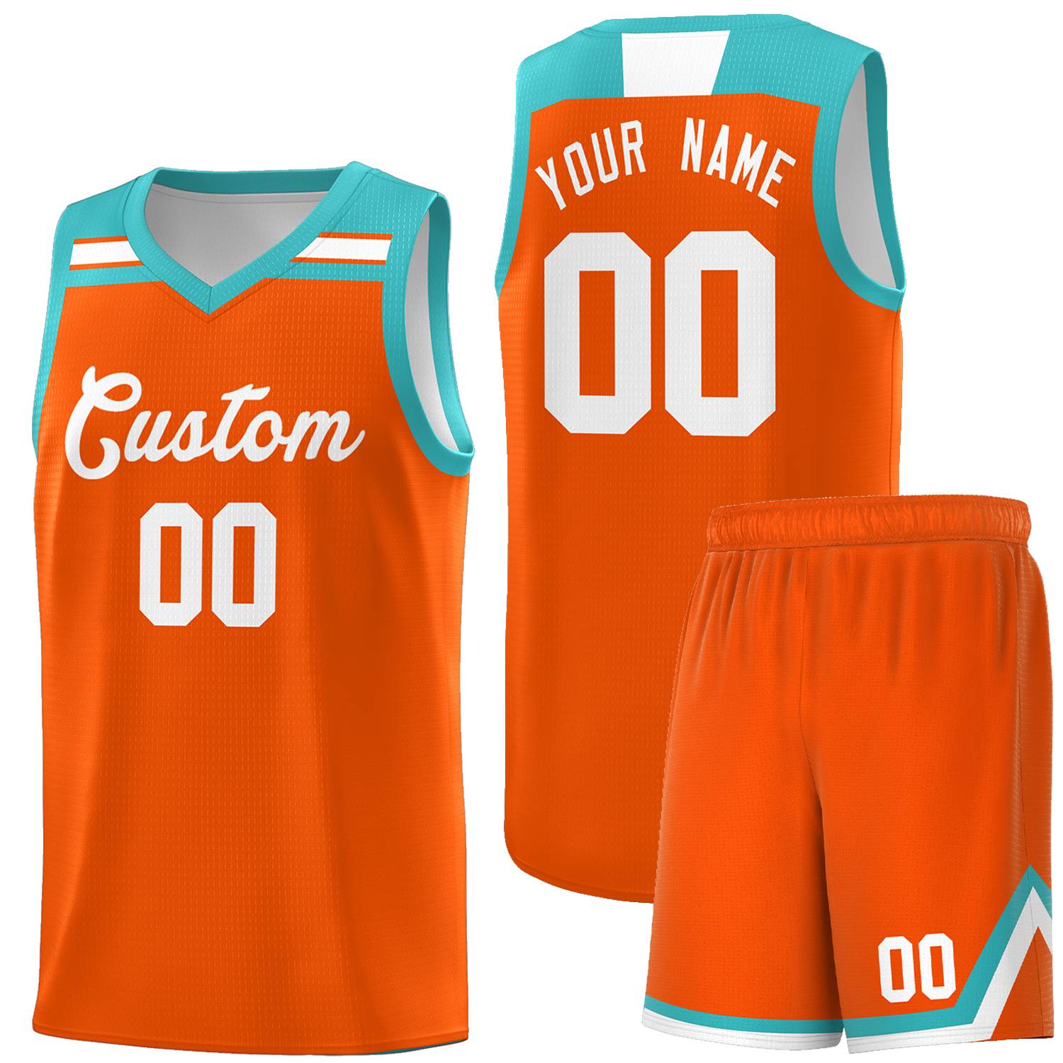 Custom Basketball Uniform Orange White-Aqua Classic Sports Uniform Basketball Jersey | KXKSHOP