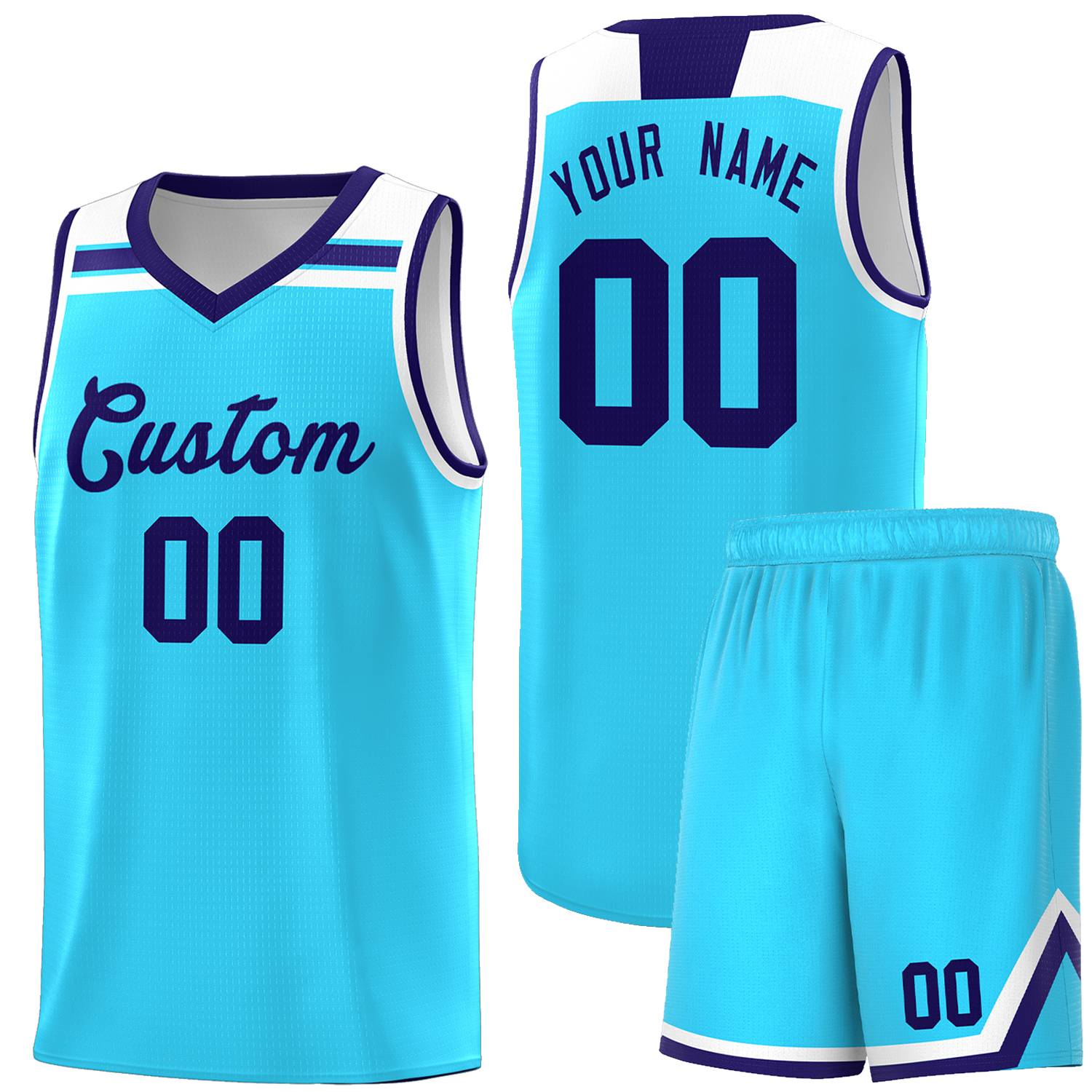 Custom Basketball Uniform Sky Blue Purple-White Classic Sports Uniform Basketball Jersey | KXKSHOP
