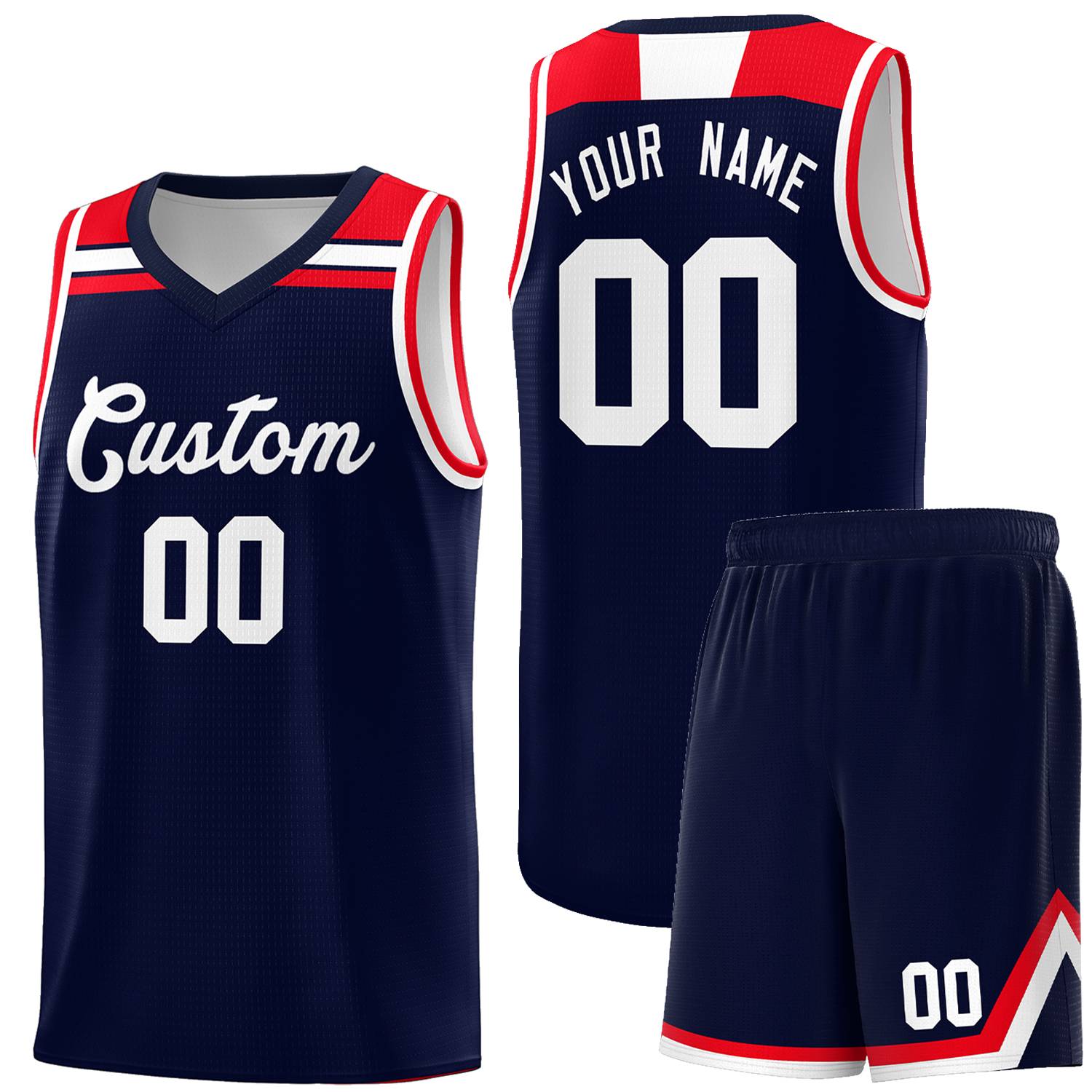 Custom Basketball Uniform Navy White-Red Classic Sports Uniform Basketball Jersey | KXKSHOP