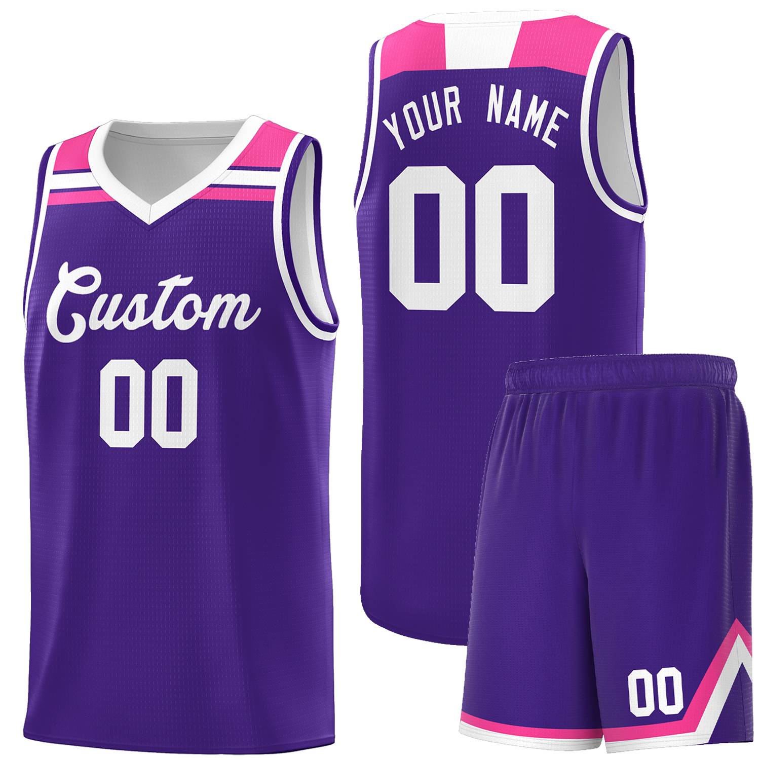 Custom Basketball Uniform Purple White-Pink Classic Sports Uniform Basketball Jersey | KXKSHOP
