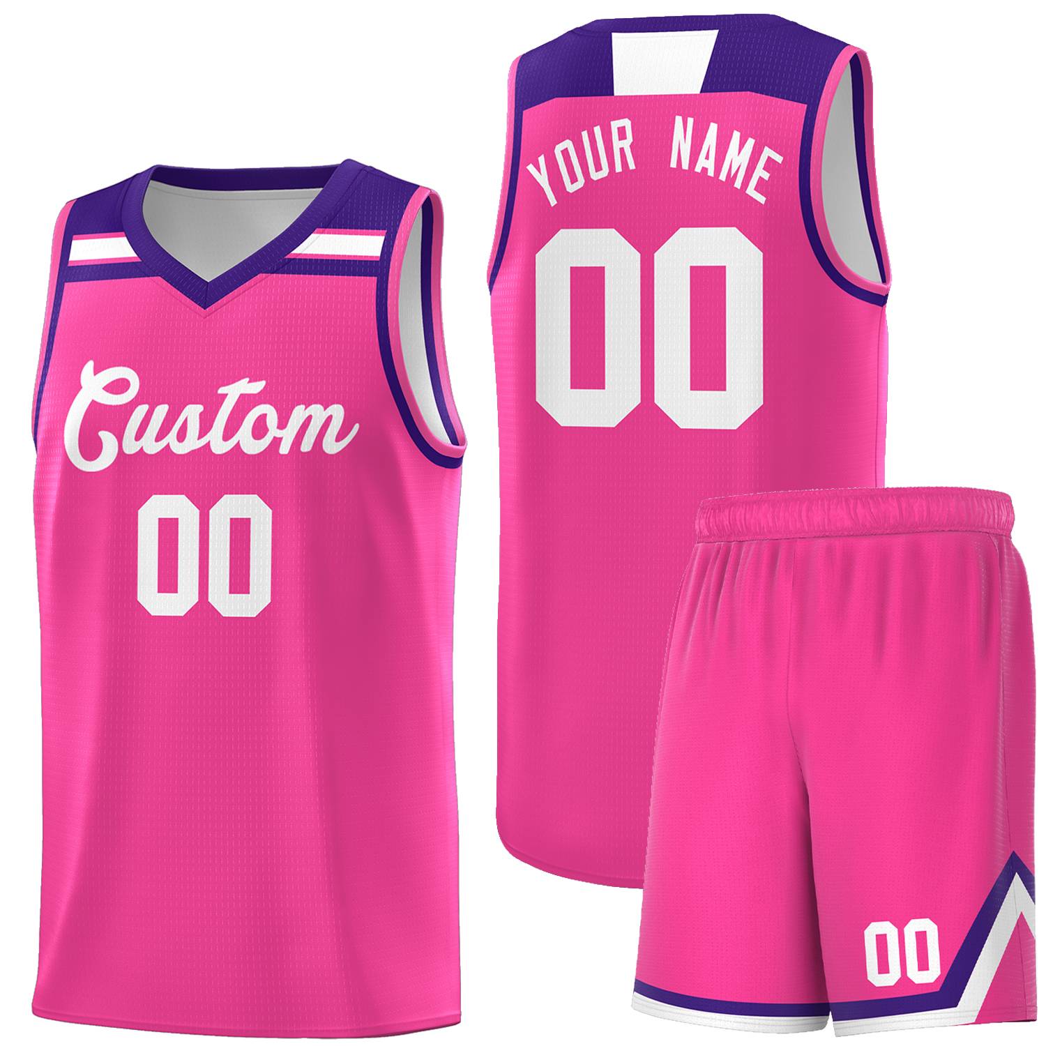 Custom Basketball Uniform Pink White-Purple Classic Sports Uniform Basketball Jersey | KXKSHOP